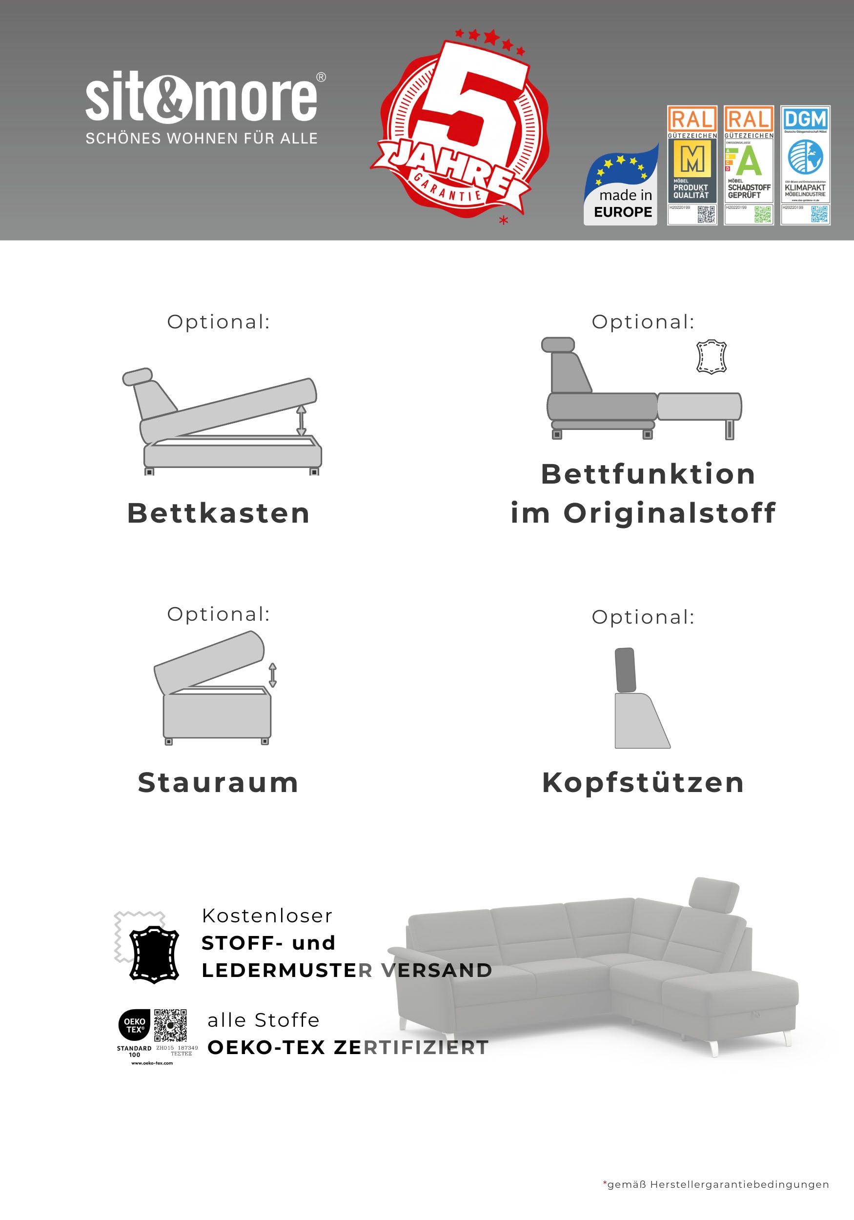 sit&more Sessel »Palmera, B: 70 cm« mit Federkern