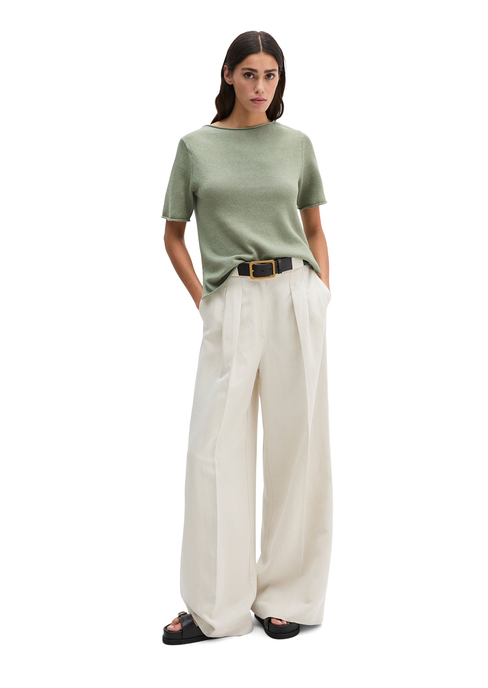 Marc O'Polo Kurzarmpullover regualr fit, mit Rollkanten