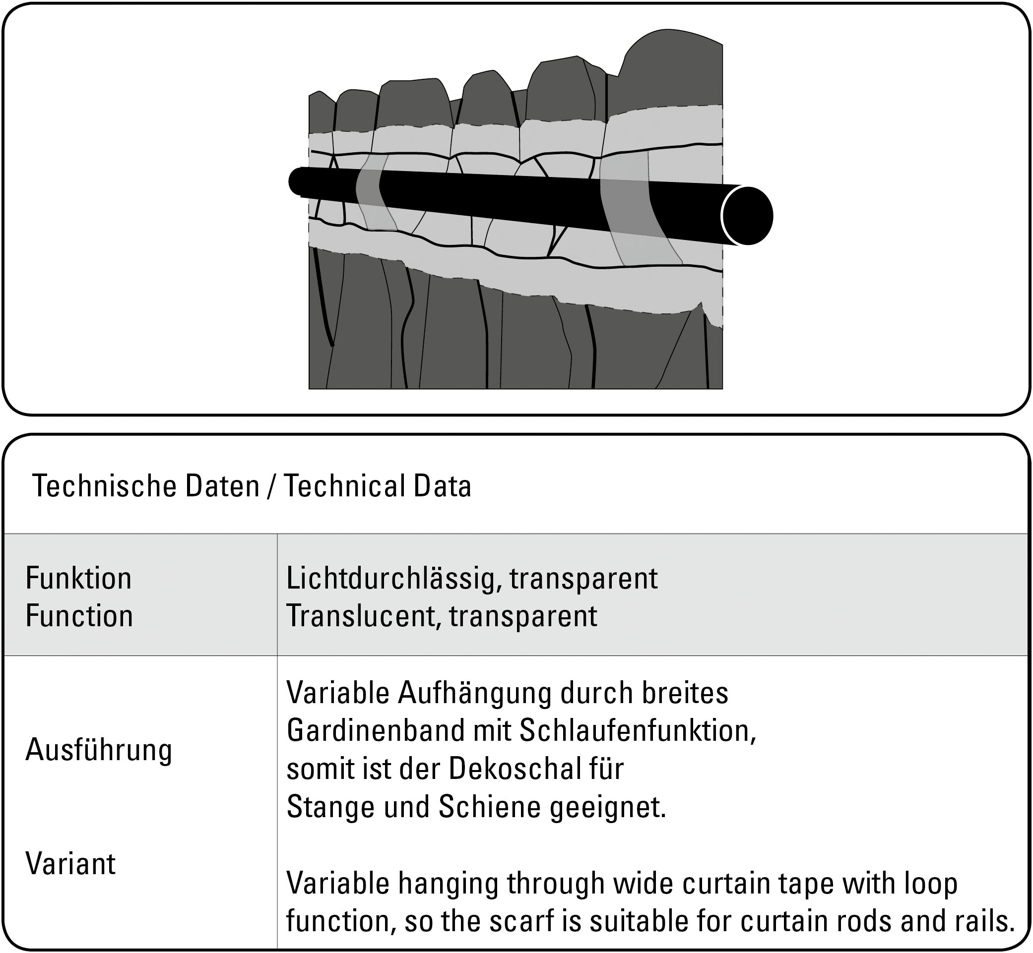 Sehlbach Gardine »Schal Jacquard-Voile Webmuster« Schlaufen 1 Stk. tlg. mit Gardinenband und verdeckten Schlaufen