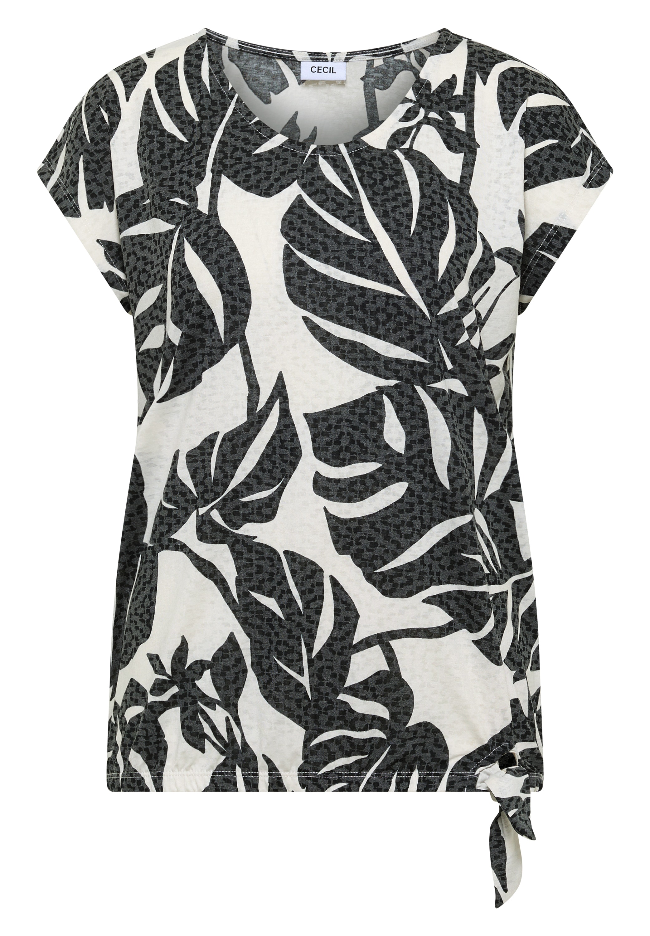 Cecil Kurzarmshirt Sommershirt in Ausbrenner-Optik/mit floralem Print