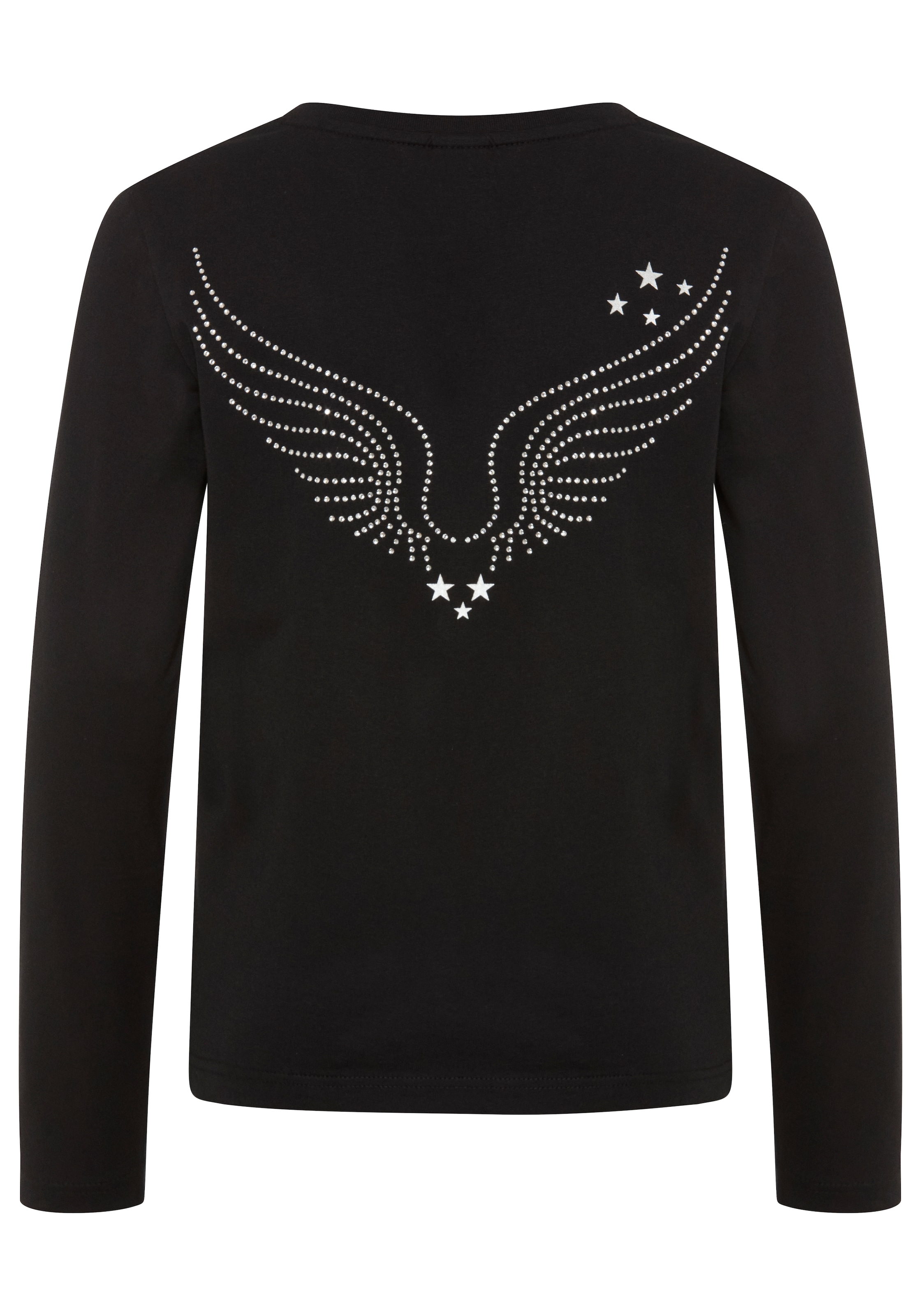 Bruno Banani T-shirt à manches longues »Shirt mit Strass-Stein Applikation« manches longues, coupe basique longueur hanches, pour quotidien et streetwear