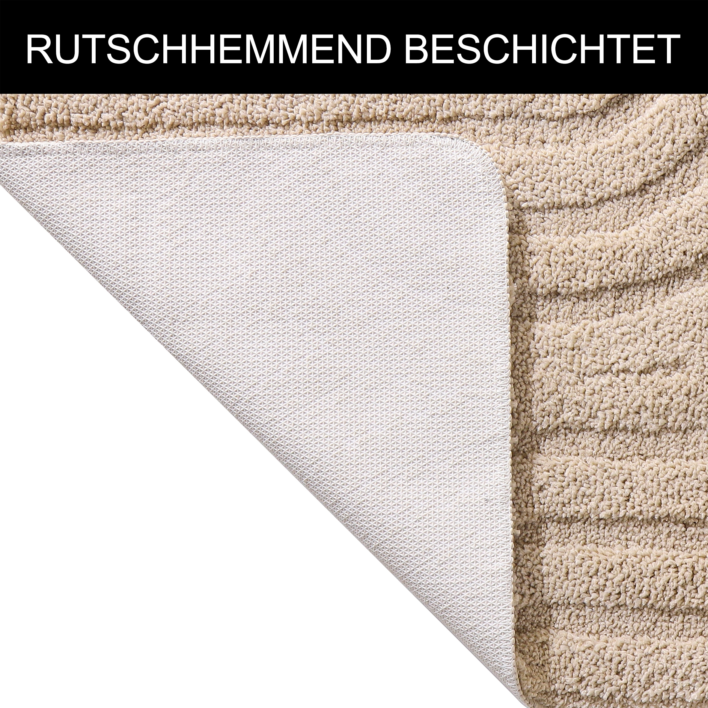 my home Badematte »Sanremo Scandi, Badvorleger, Badezimmer Teppich, Duschvorleger« Höhe 20 mm rutschhemmend beschichtet strapazierfähig Badteppich, Uni Farben, Hoch-Tief-Effekt, modernes Muster, Boho