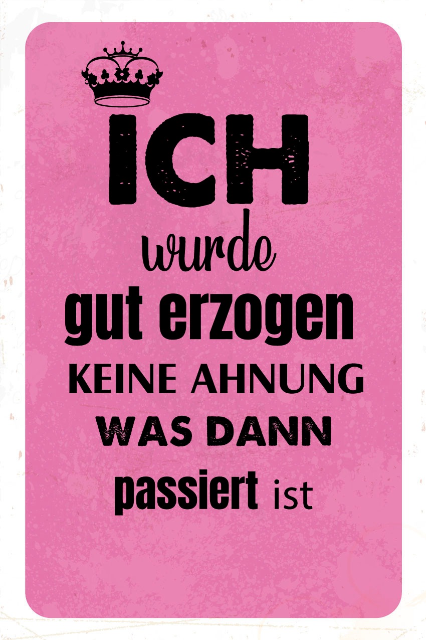 queence Tableau métallique »gut erzogen« 1 cuis tlg. Stahlschilder