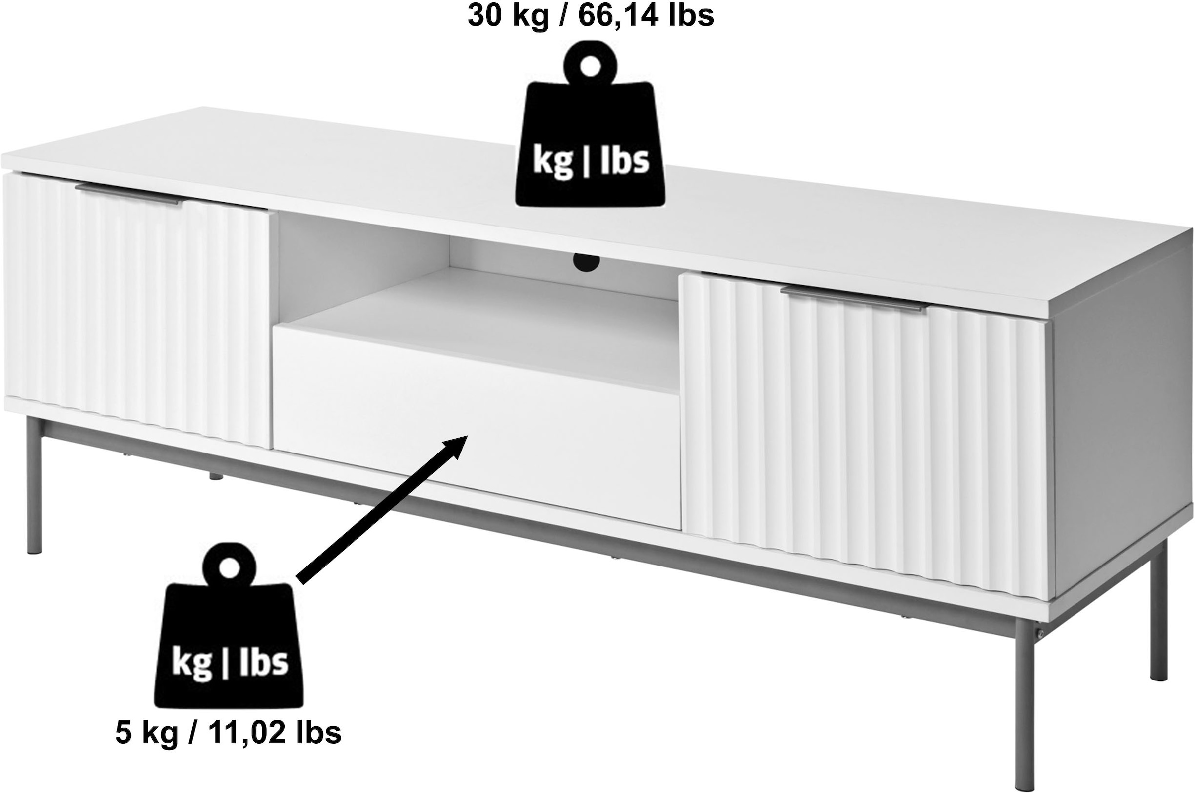 Jahnke TV-Board »CARVE TV 140« 1 Stk. tlg. Edle Gold-Applikationen, Fronten in Wellendesign, 140 cm
