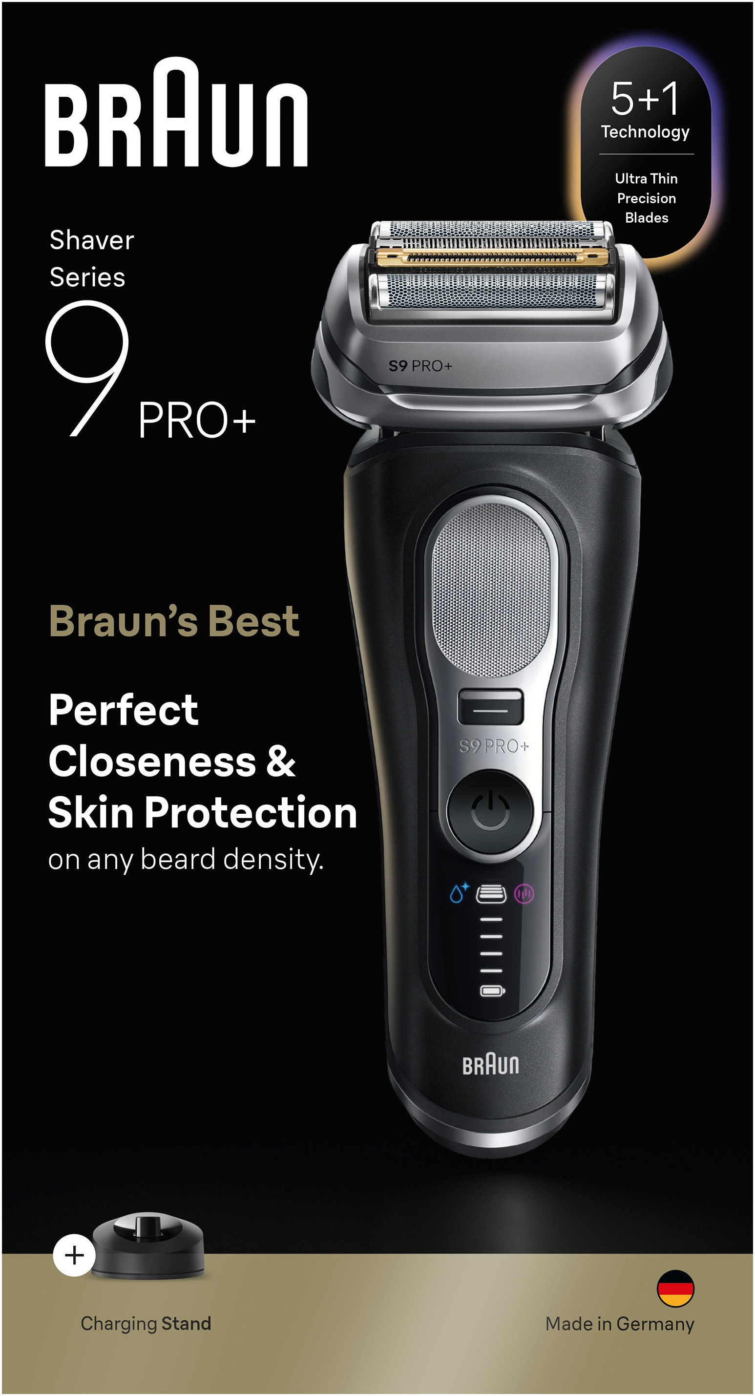 Braun Elektrorasierer »Series 9 9610s« integrierter Präzisionstrimmer Pro-SensoAdapt, Ladeständer, 5+1 ultradünne Präzisionsklingen