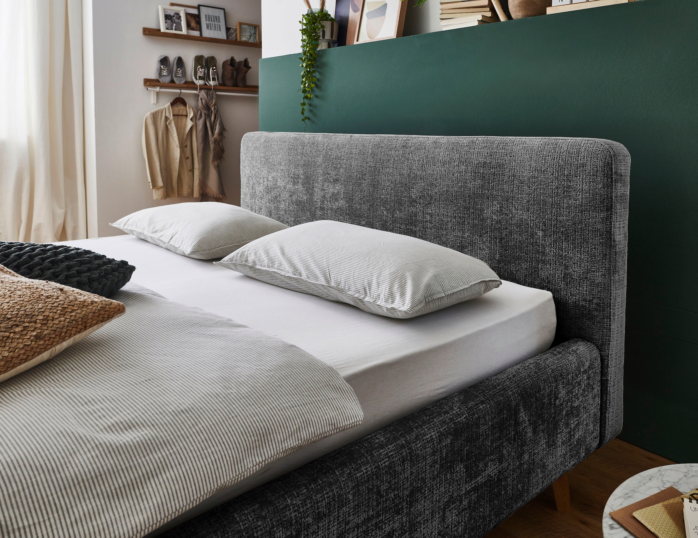 meise.möbel Lit rembourré »MATTIS, Bett wahlweise mit Bettkasten, Bouclé-Bezug« Meilleure vente, au choix avec coffre de lit