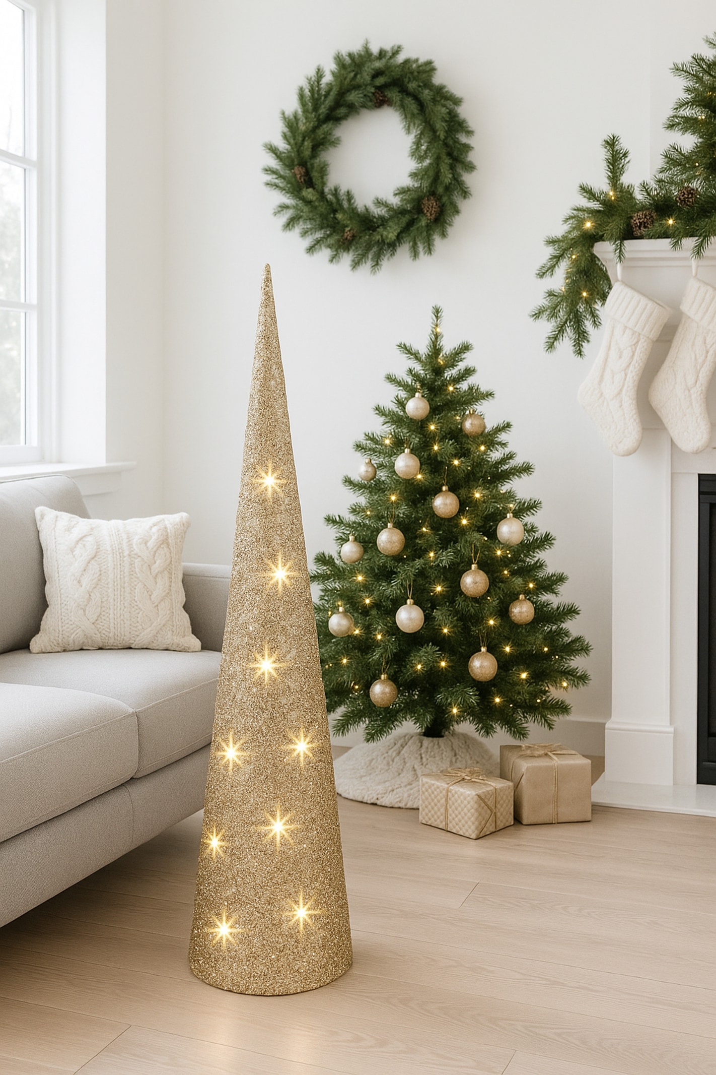 I.GE.A. Figurine décorative LED »LED-Pyramide« Tannenbaum Baum batteriebetrieben warmweiss Weihnachtsdeko innen