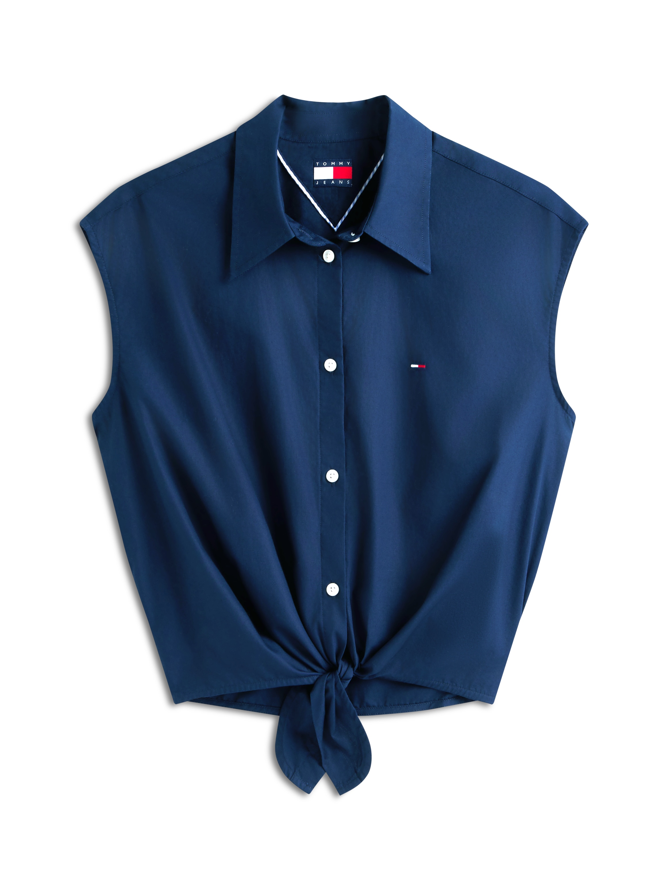 Tommy Jeans Top chemisier »TJW TIE FRONT POPLIN SHIRT« avec détail nœud à l'ourlet, coton pur