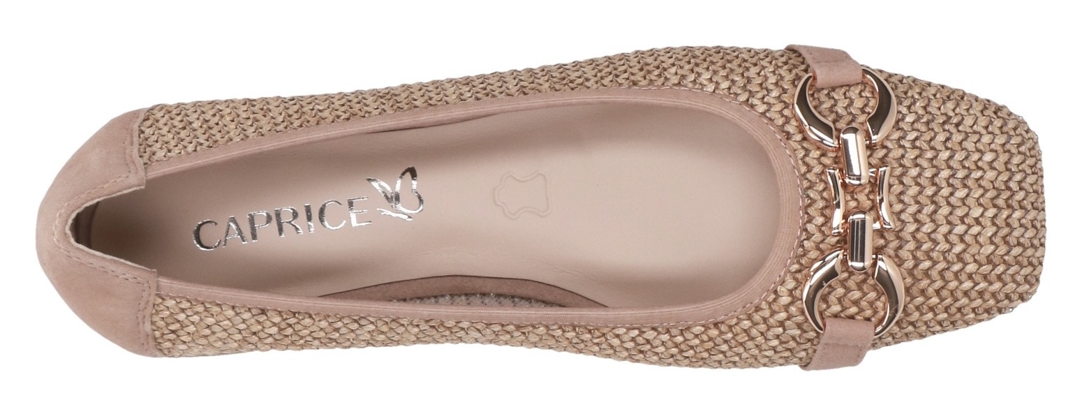 Caprice Ballerine  , Blockabsatz, Bequemschuh, Businessschuh mit Schmuckelement