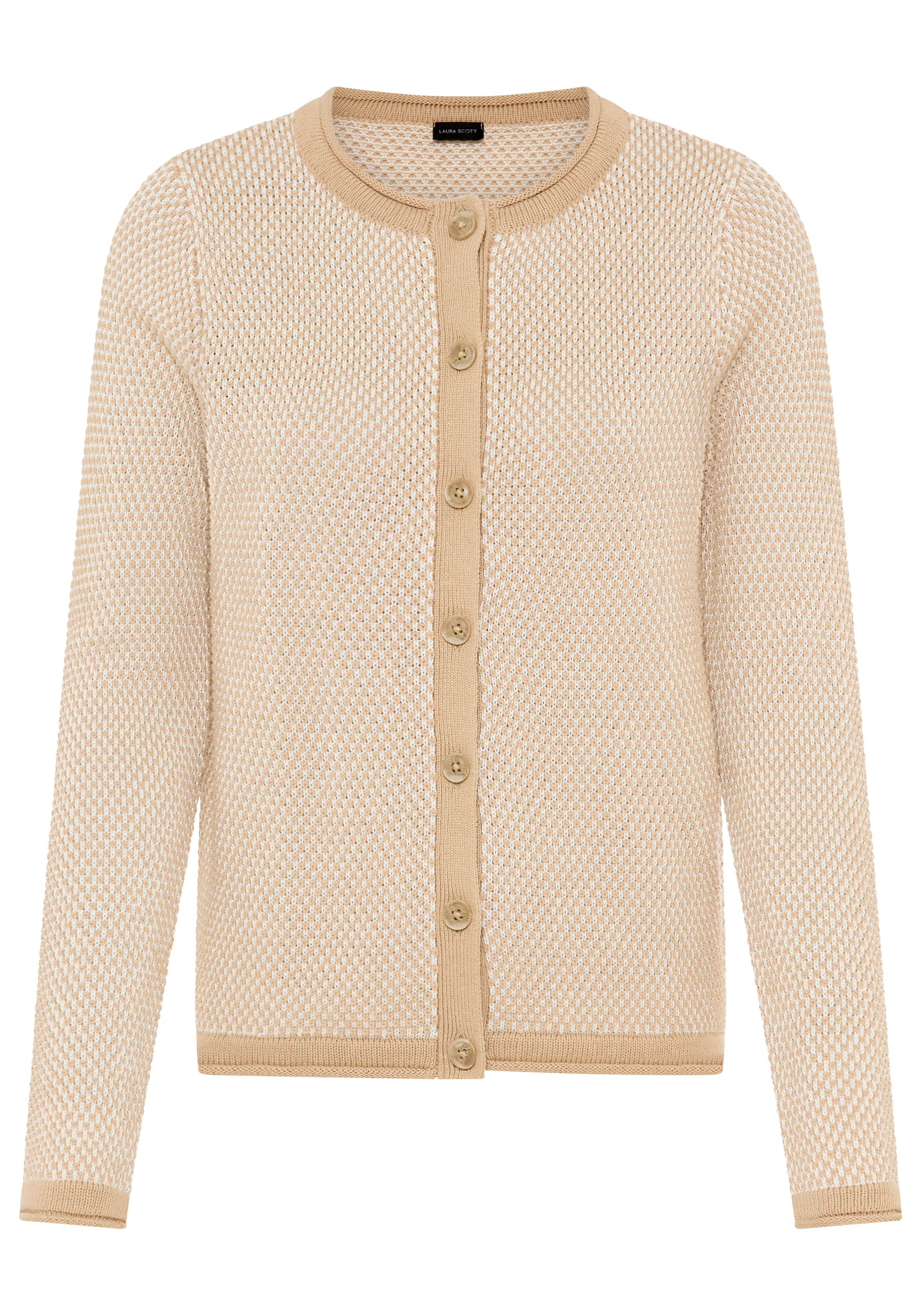 Laura Scott Veste en tricot leichter Übergangsstrick mit moderner Struktur und Knopfleiste