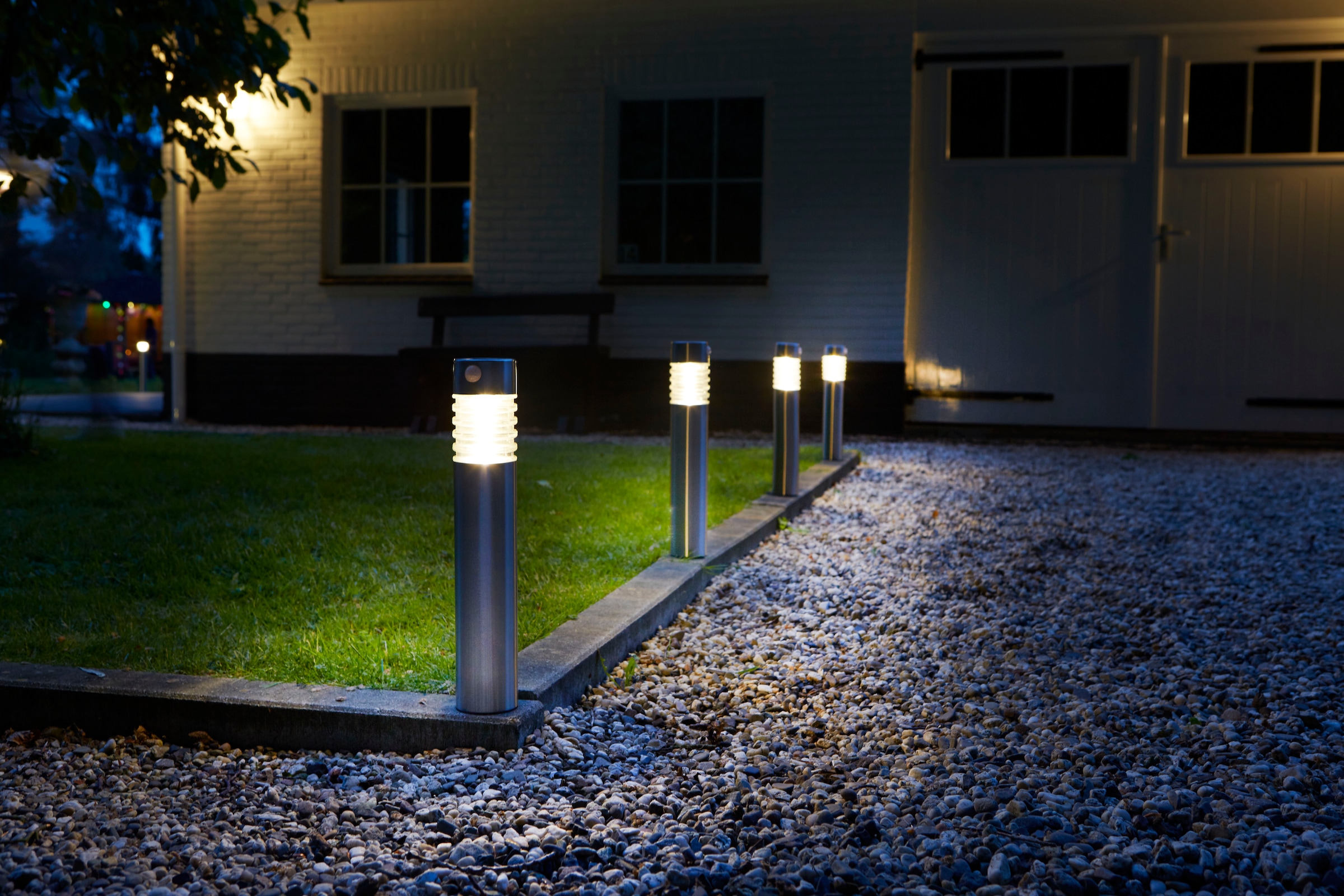 LUXFORM Gartenleuchte »Solar-Intelligente Hybrid-Gartenlampe - Arizona« LED-Modul 1 Stk. Aus Edelstahl und Glas gefertigt