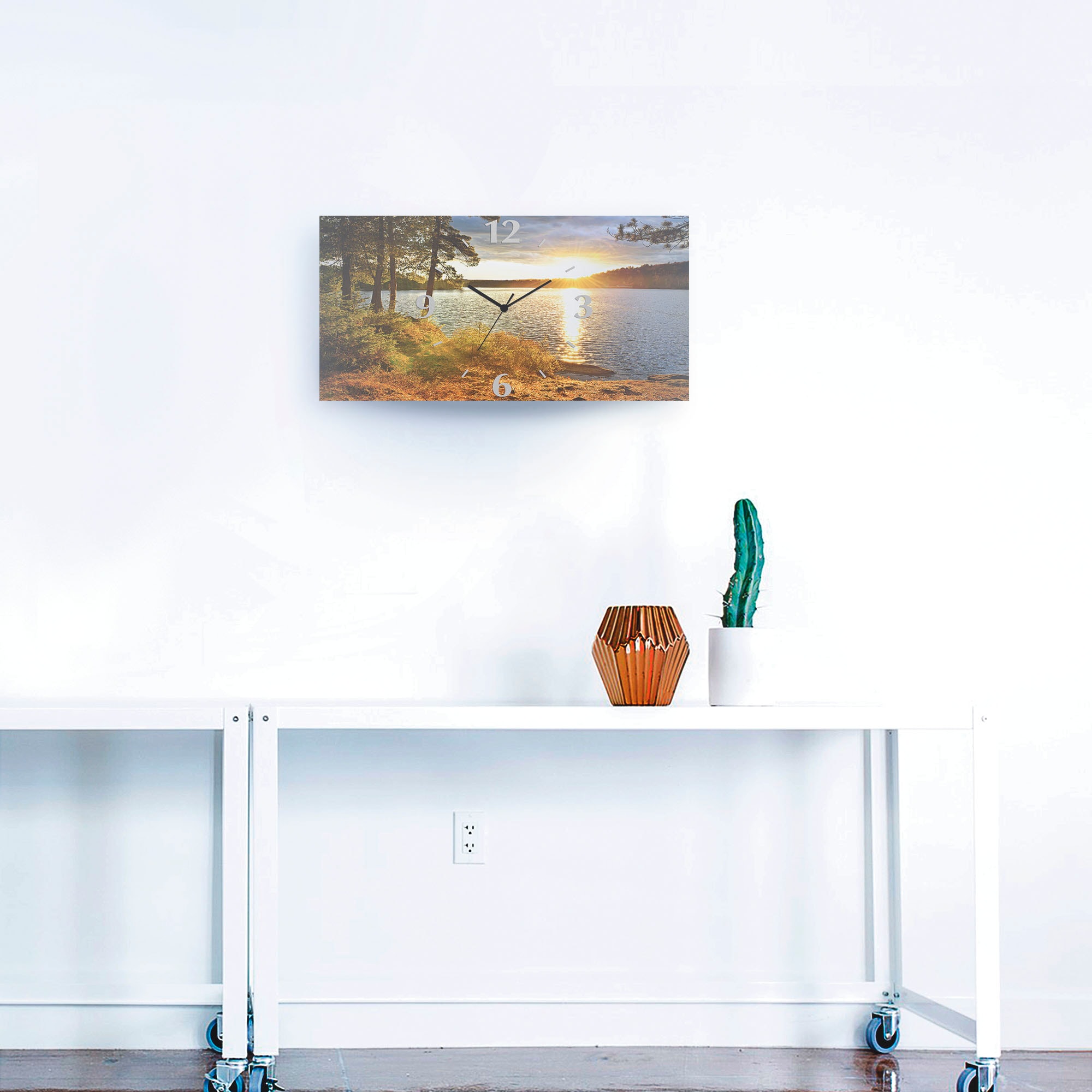 Artland Wanduhr »Sonnenuntergang über See Algonquin Park« 3D Optik gebogen, mit Quarz- oder Funkuhrwerk, versch. Grössen