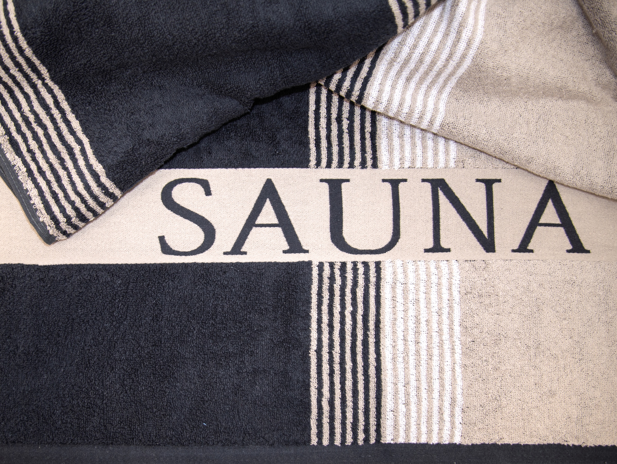 Dyckhoff Serviette de sauna »Saunastreifen« avec large bordure