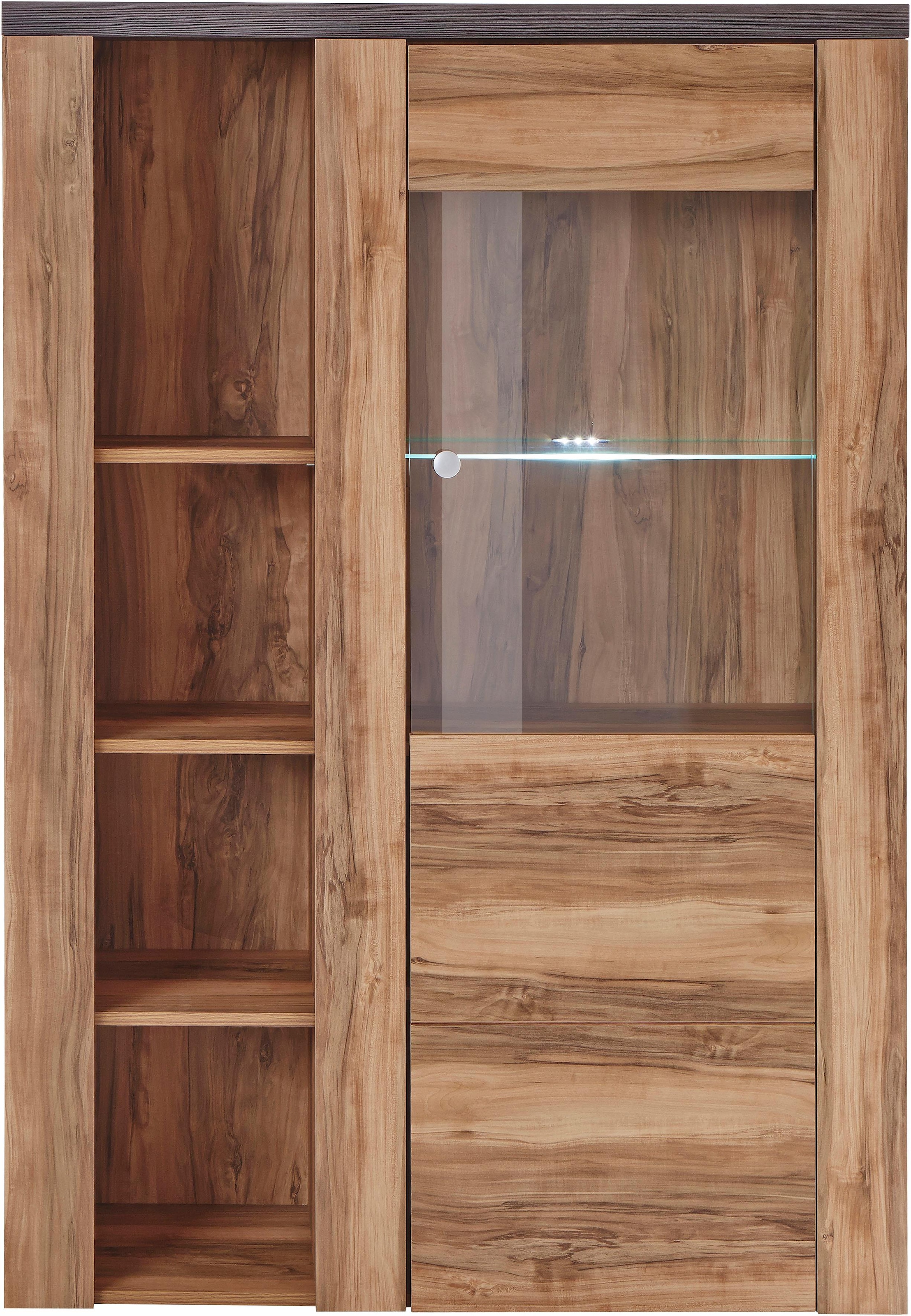 GOODproduct Vitrine »Larona, zeitlose Glasvitirne, Hochschrank Höhe 145 cm« Stauraumvitrine mit dekorativer Rahmenoptik,