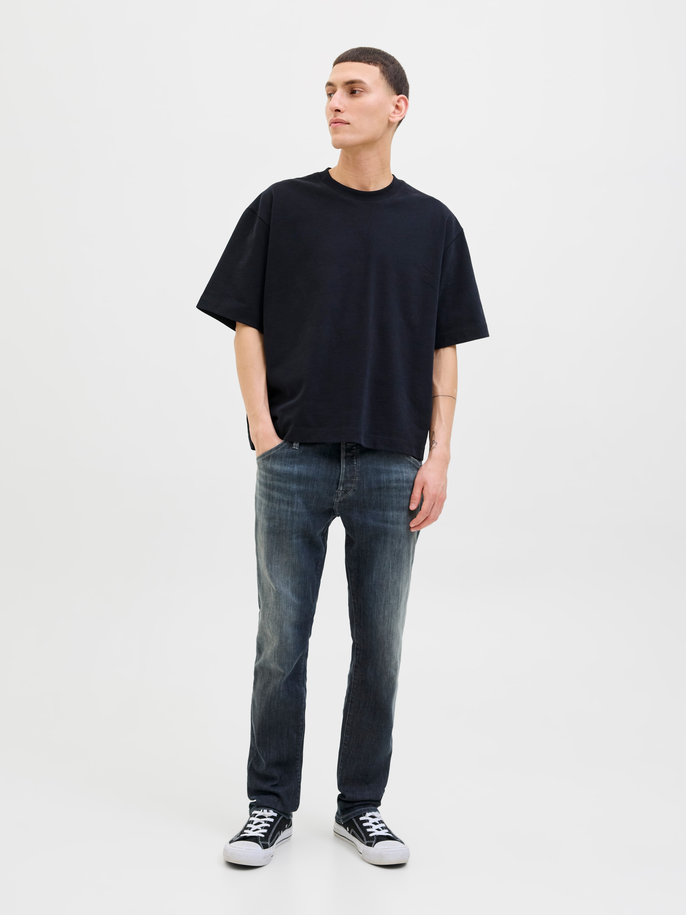 Jack & Jones Slim-fit-Jeans »JJIGLENN – Jeans mit Stretch, niedriger Leibhöhe und Taschen« Baumwollmischung, slim fit