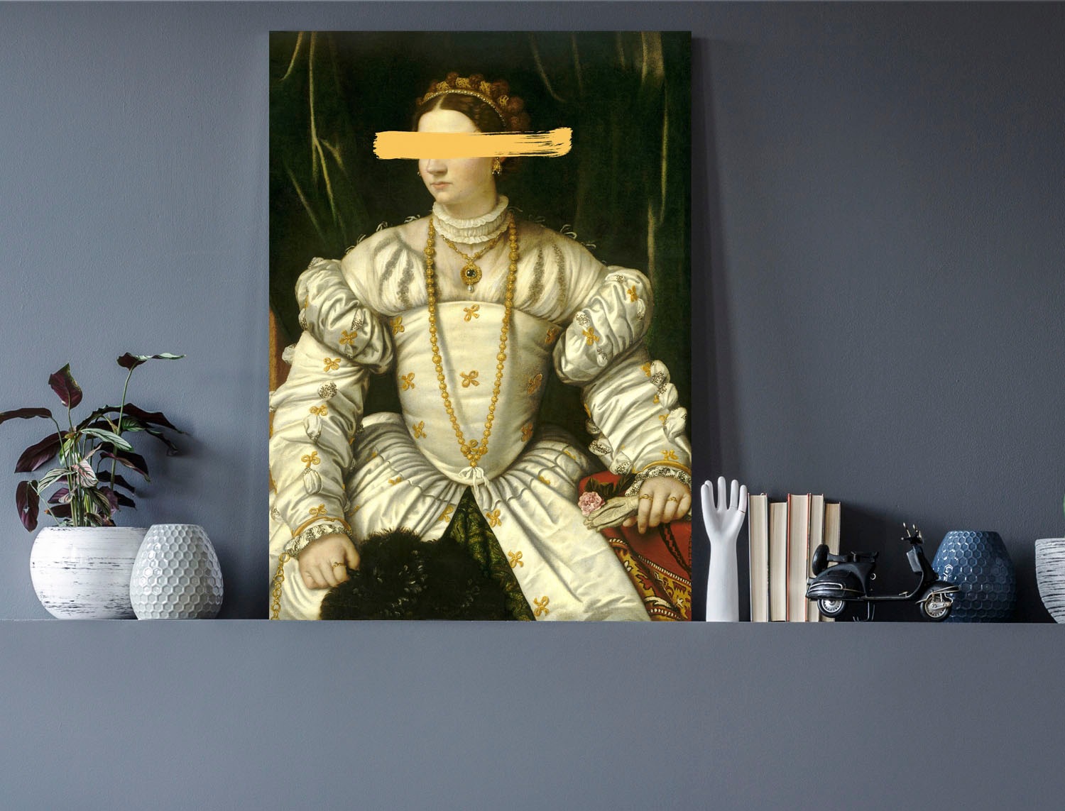 queence Tableau en verre acrylique »Frau mit Farbklecks« Fine Art-Print in Galeriequalität