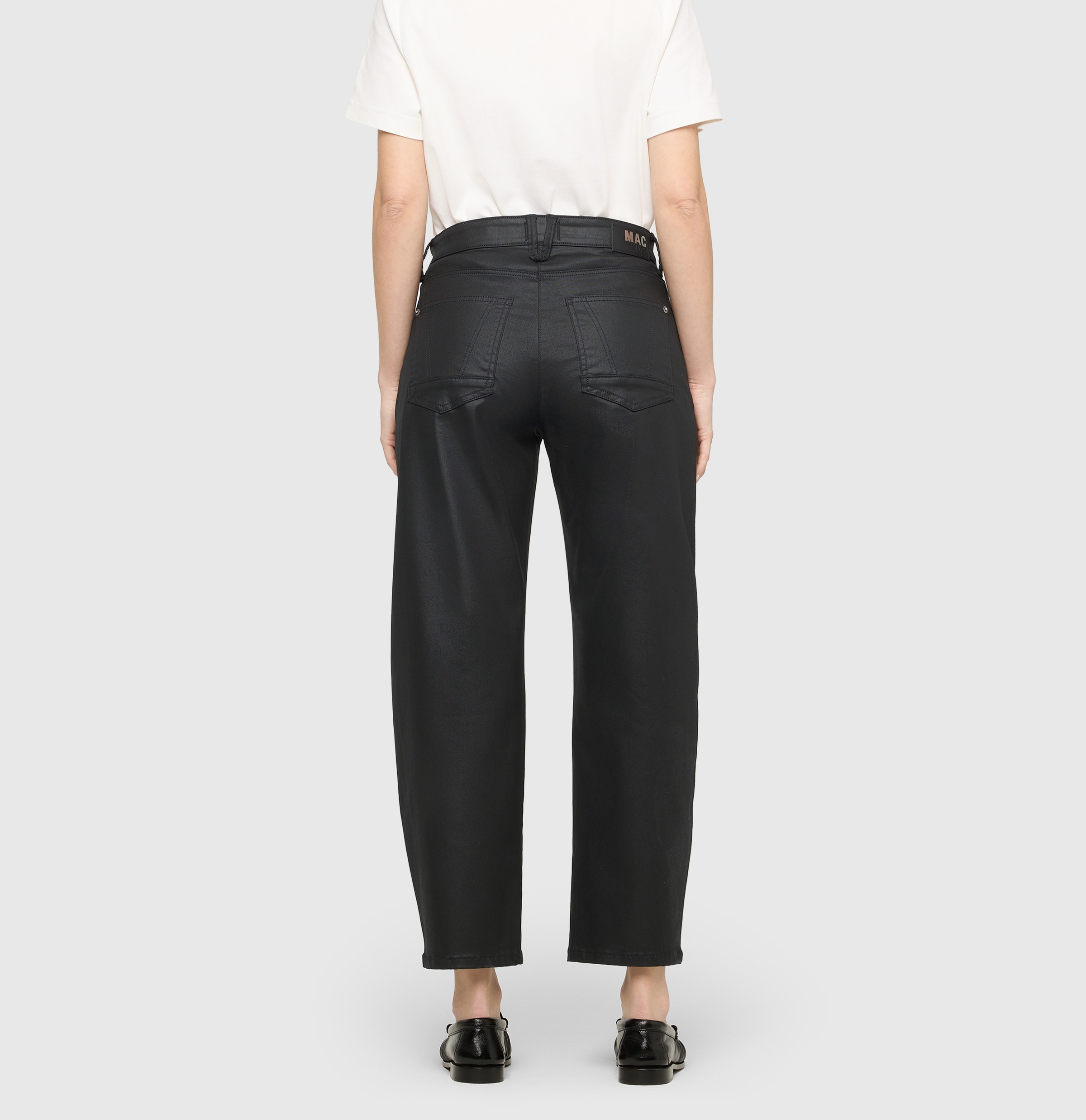 MAC Pantalon imitation cuir »Danny 2.3 coated«  Coupe ample, jambe évasée, forme O
