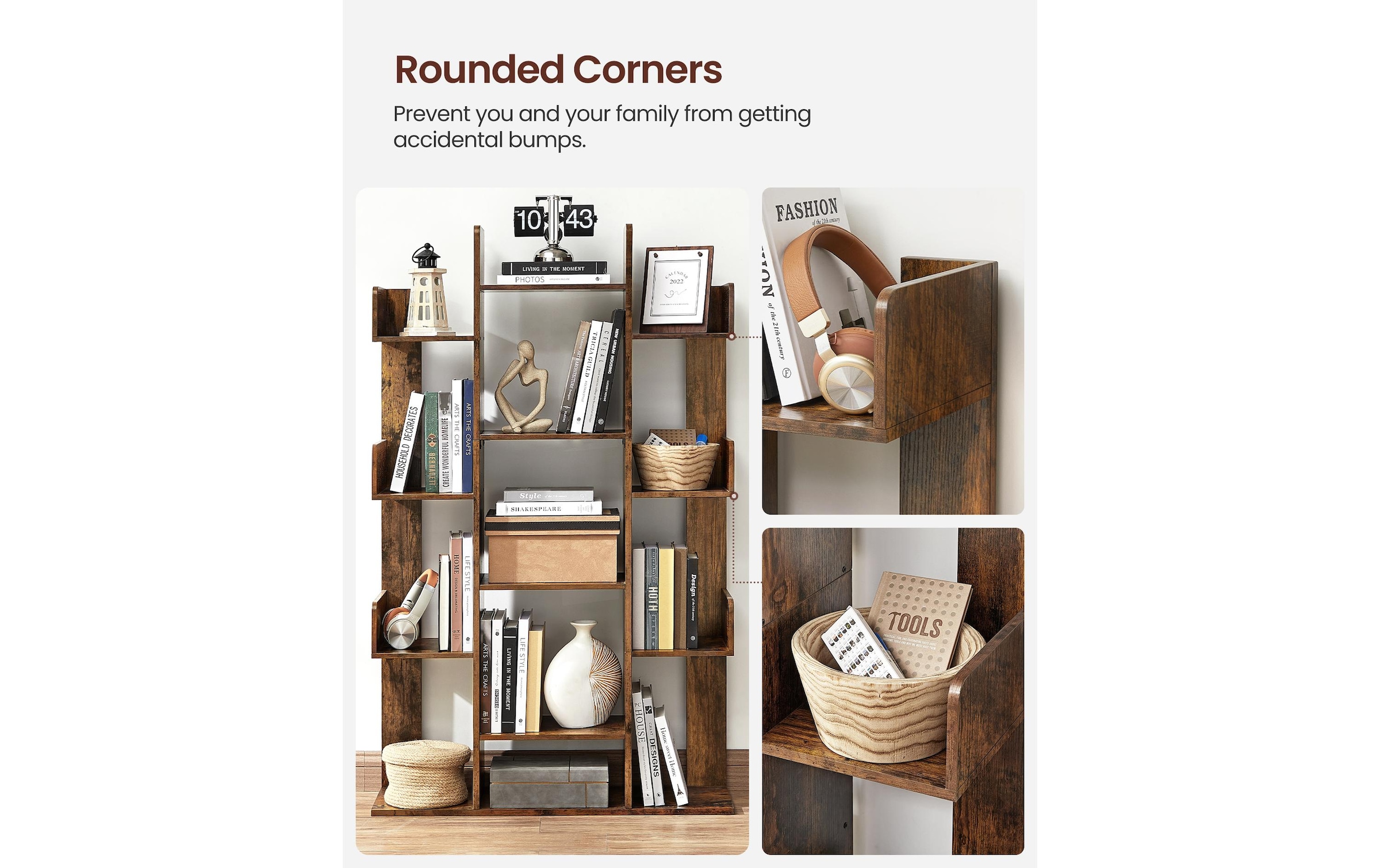 VASAGLE Regal »86 x 25 x 140 cm Braun«