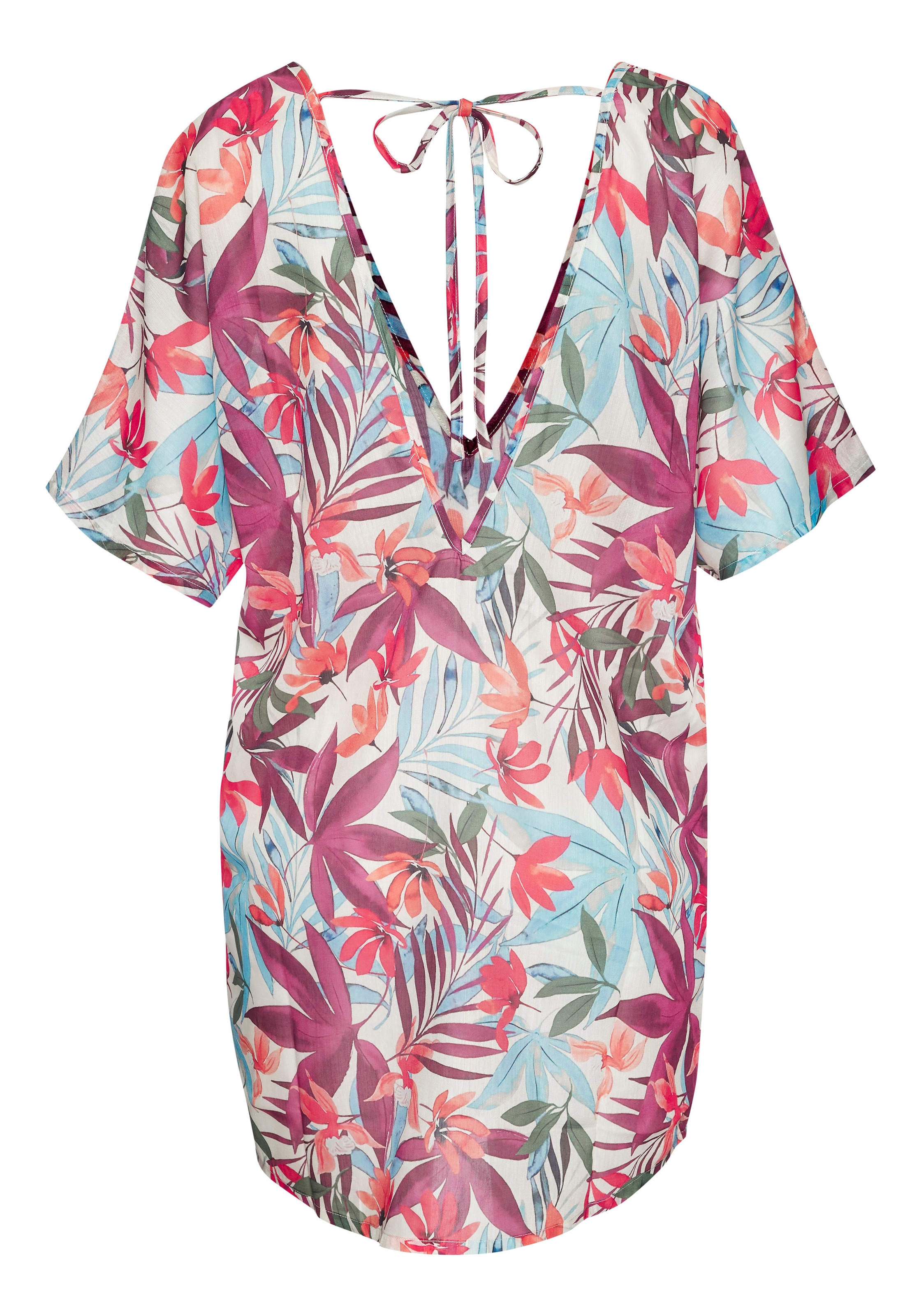 LASCANA Tunique en mousseline mit Alloverprint, leicht transparente Strandtunika