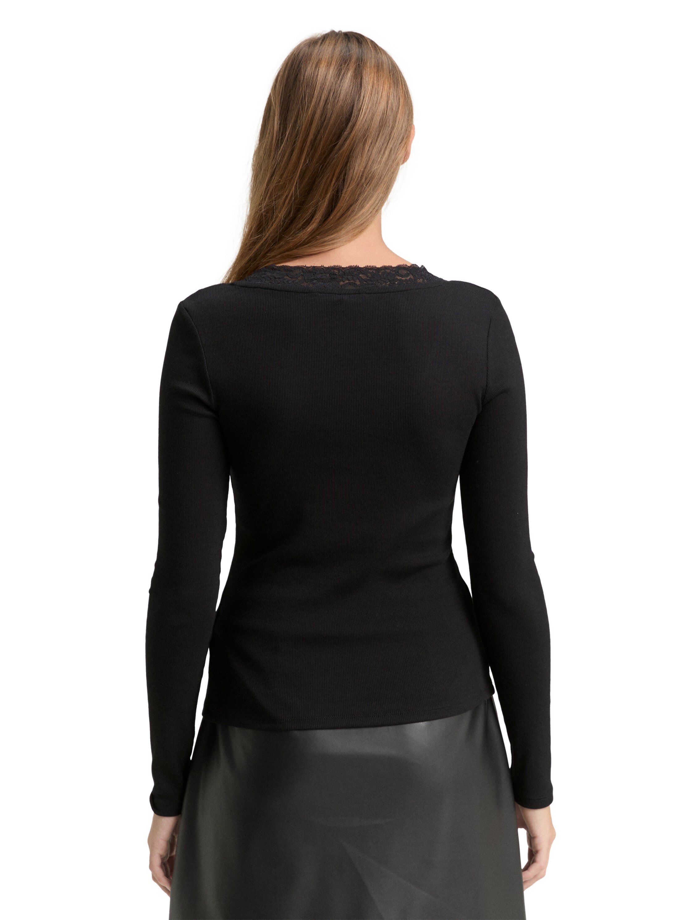 TOM TAILOR Denim T-shirt à manches longues , mit Spitzen-Detail