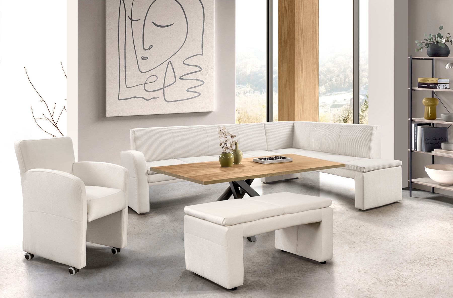 exxpo - sofa fashion Banc d'angle »Cortado, elegant und modern mit hohem Sitzkomfort« garde au sol élevée, belle finition des détails, revêtement cuir en option