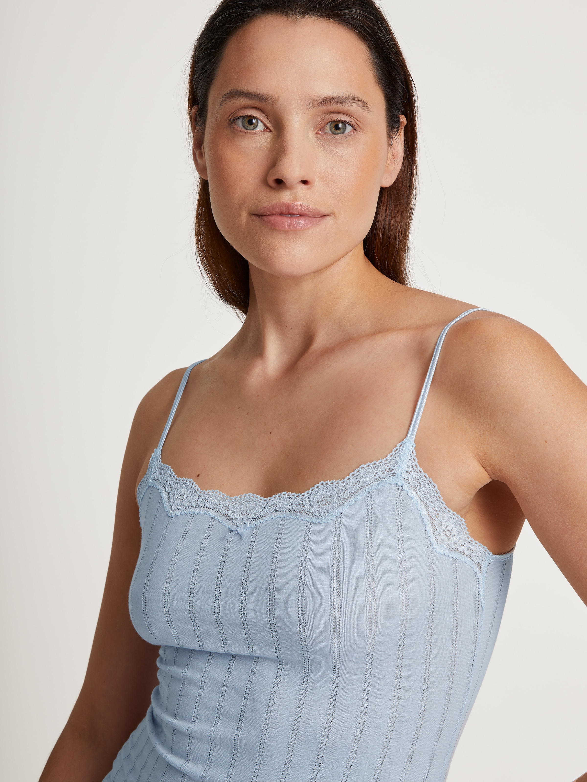 CALIDA Top à bretelles spaghetti »Etude Toujours« Nadelstreifen-Optik, Spitze, elastisch, weich, Single Jersey Qualität