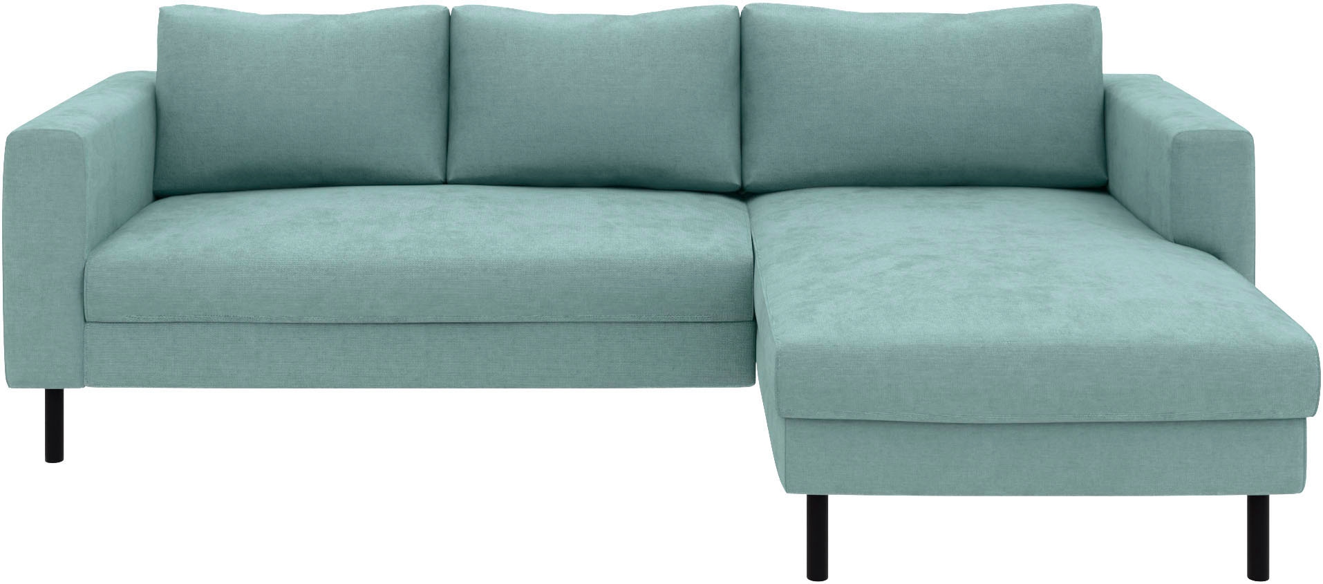 TRENDMANUFAKTUR Ecksofa »Amazing II, wahlw. mit Schlaffunktion & Bettkasten, Fuss schwarz« Recamiere beidseitig montierbar, L-Form,in Cord o. Struktur, B: 232 cm