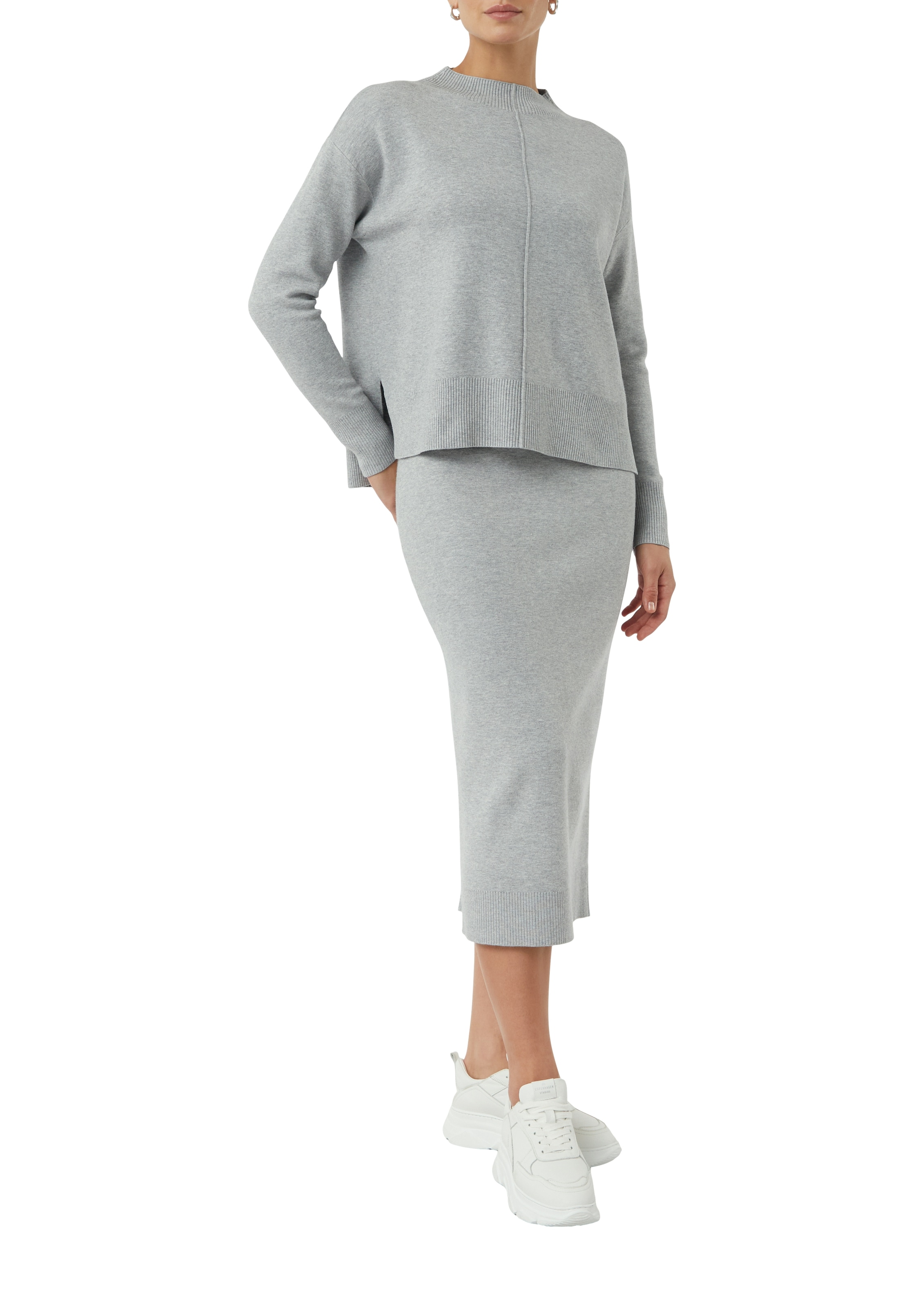 comma casual identity Jupe midi aus Feinstrick, schmale Passform