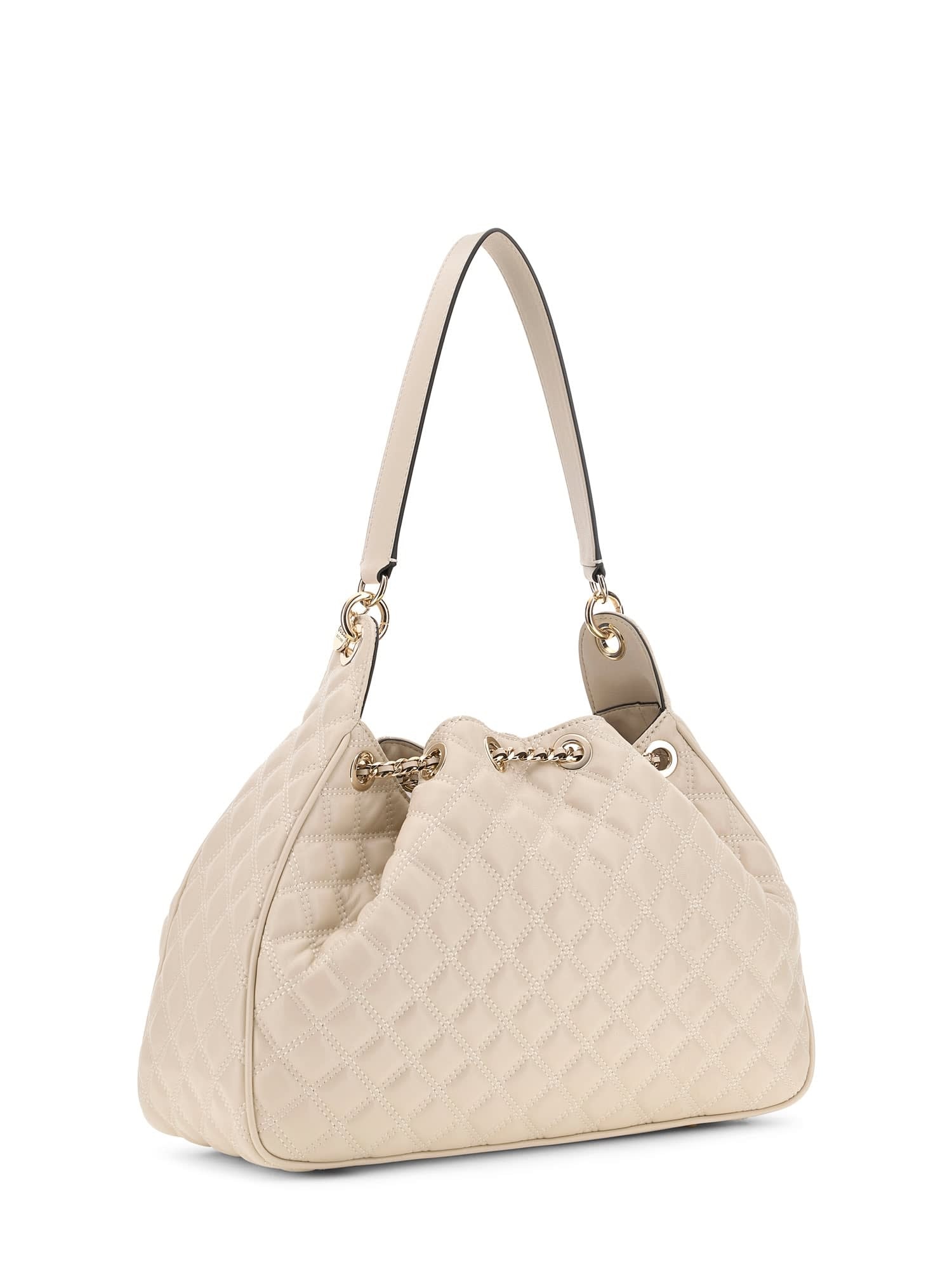 Guess Hobo »JULIET HOBO« Damen Beuteltasche, Henkeltasche mit goldfarbenem Zugband