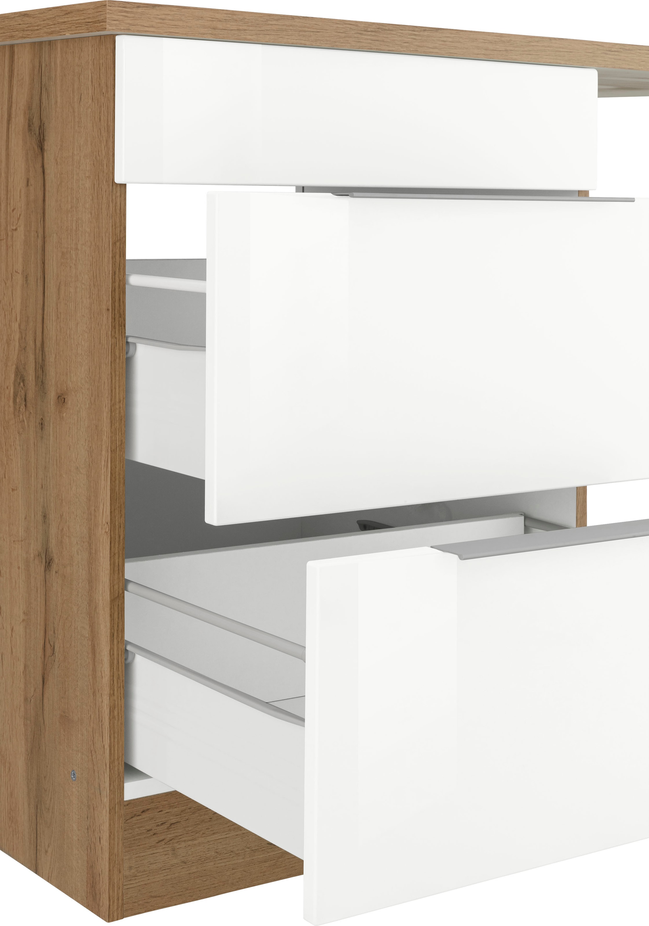 KOCHSTATION Winkelküche »KS-Brindisi Stellbreite 230/170 cm« wahlweise mit E-Geräten und Induktion, mit MDF-Fronten