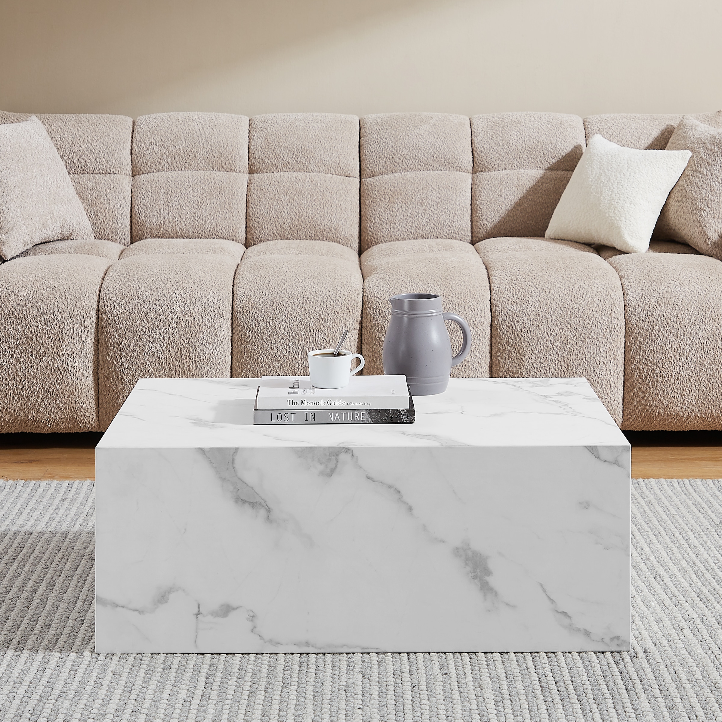 SalesFever Table basse »Almeria Wohnzimmertisch Stilvoller Beistelltisch 90/60 cm« Eleganz trifft Funktionalität: 90x60cm, Marmoroptik-Folierung