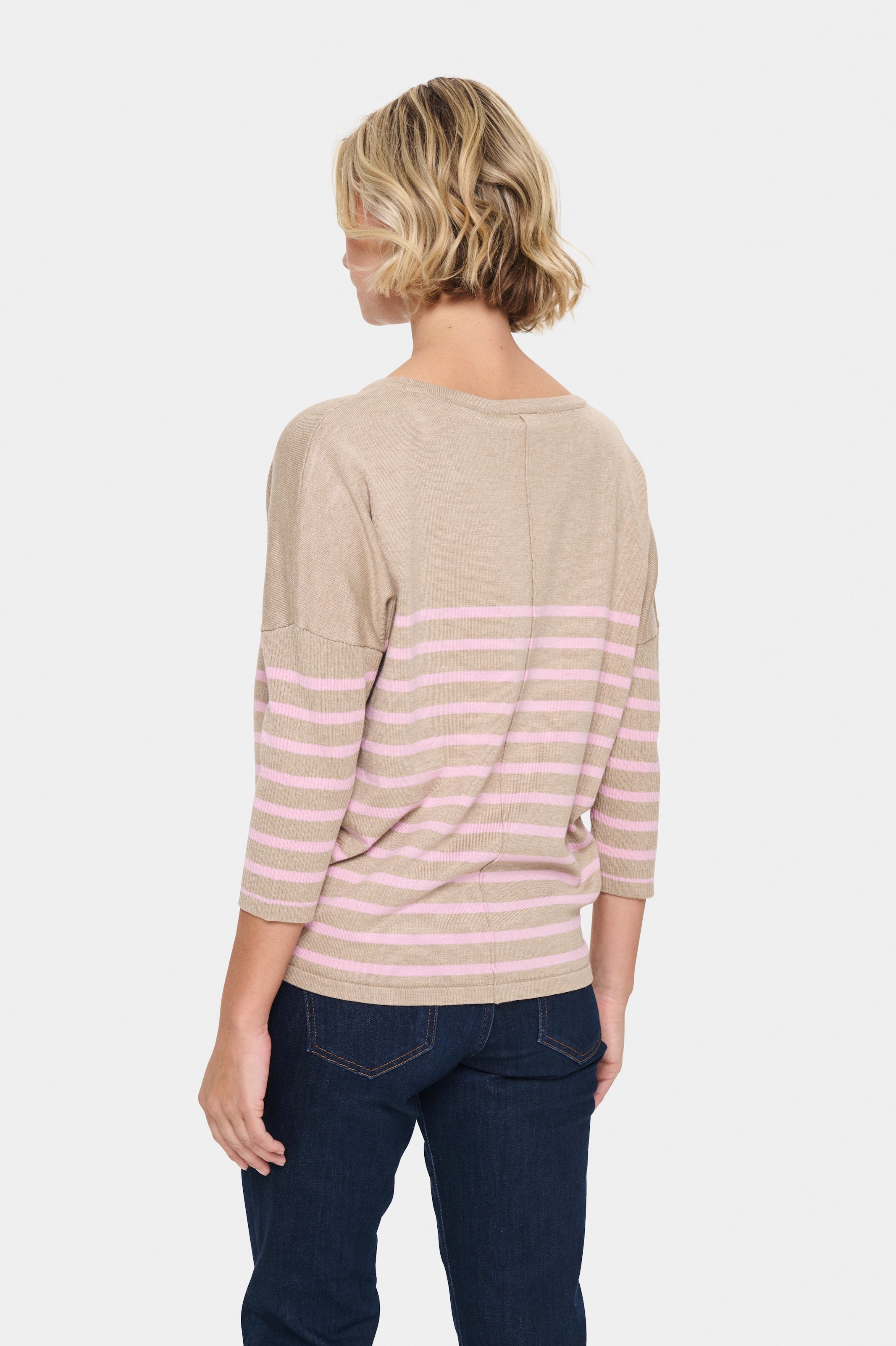 Saint Tropez Pull en tricot »MilaSZ R-neck Stripe« Coupe oversize, maille fine, mélange viscose