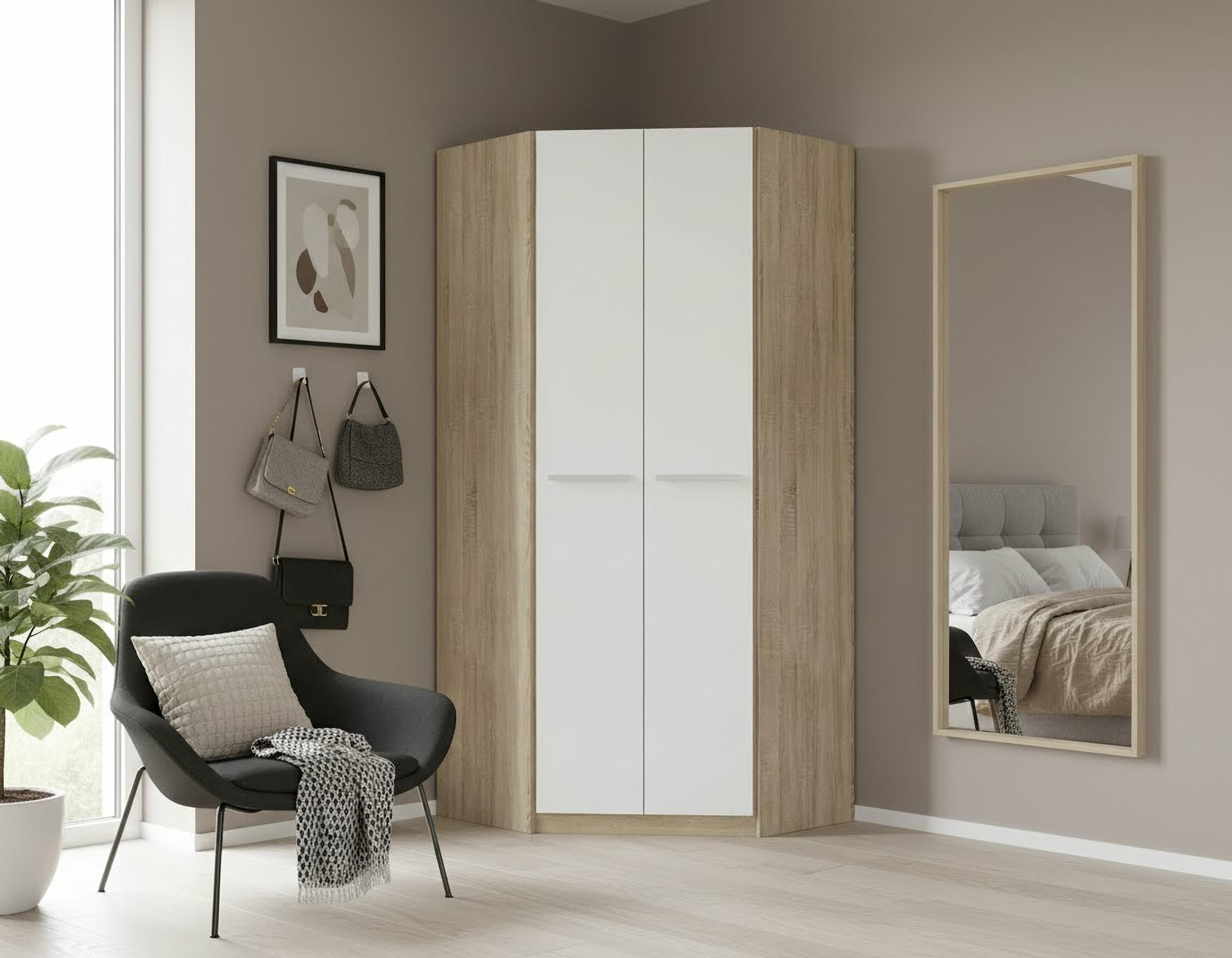 priess Armoire d'angle »Barcelona Kleiderschrank Ecklösung Raumwunder« in 2 Tiefen Schrank Eckschrank Garderobe