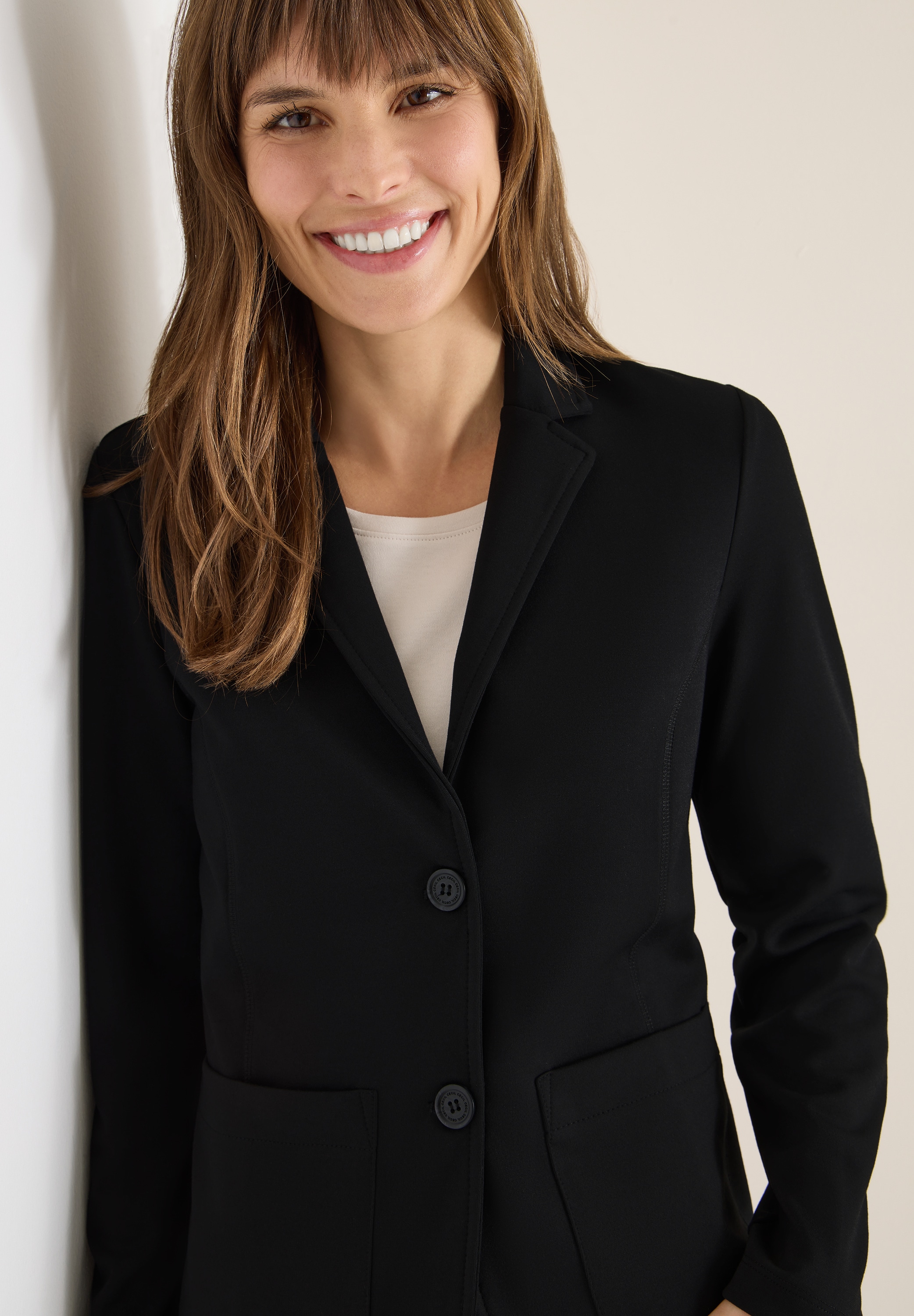 Cecil Blazer en sweat mit Reverskragen und Knopfleiste