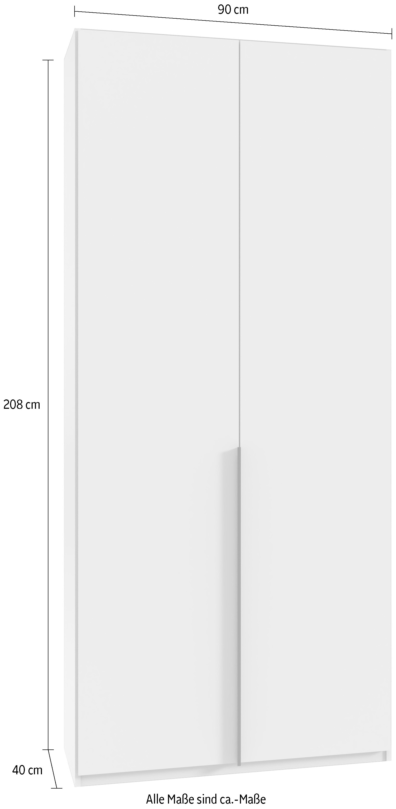 Wimex Kleiderschrank »Mugano,in 5 Breiten,2 Höhen,2 Tiefen, viele Farben, Made in Germany« in Basic oder Premium Ausstattung,  mit langen oder kurzen Griffen aus Metall, mit oder ohne Spiegel