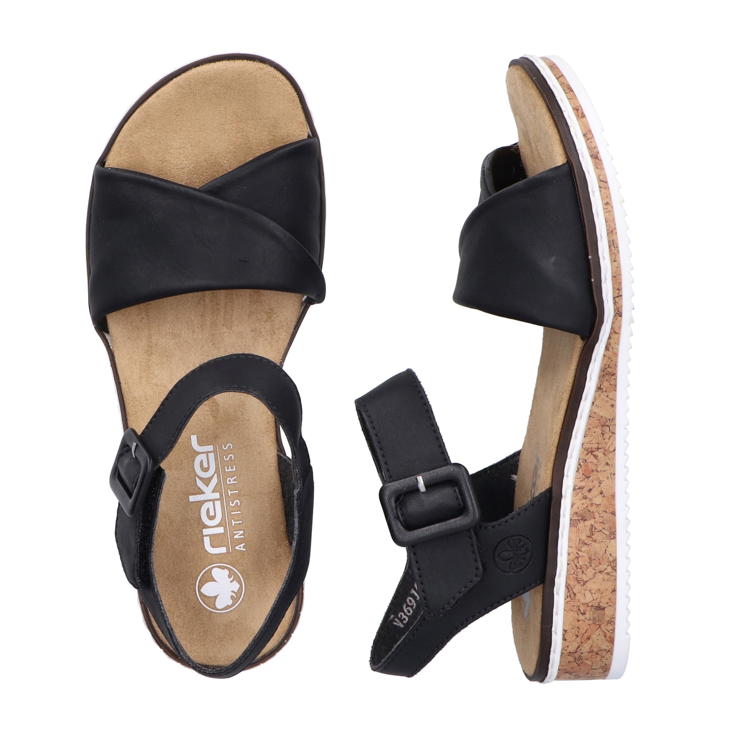 Rieker Sandalette  Keilsandale, Sommerschuh, Urlaubsschuh mit Klettriemchen