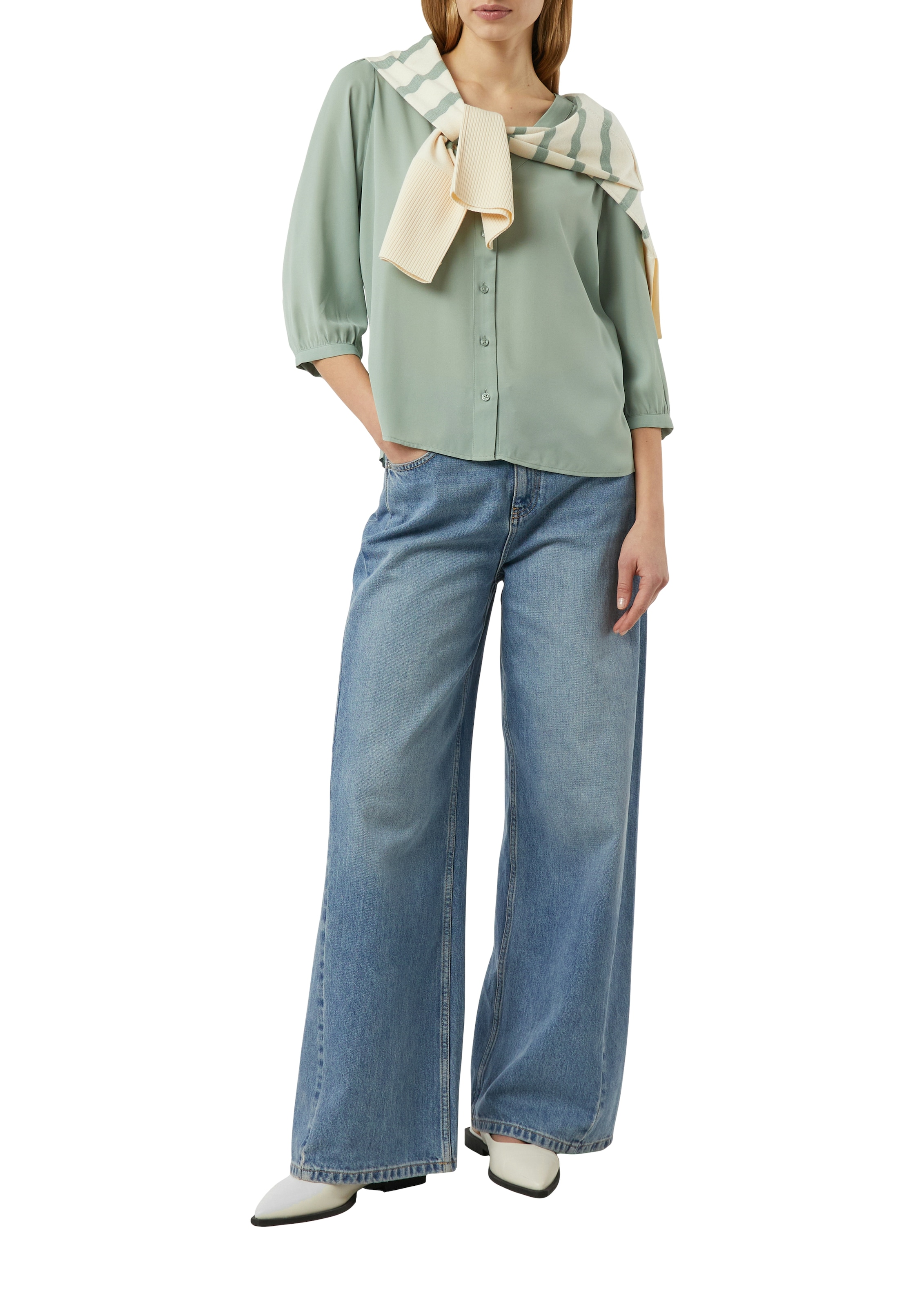 Comma Chemisier à chemise mit V-Ausschnitt