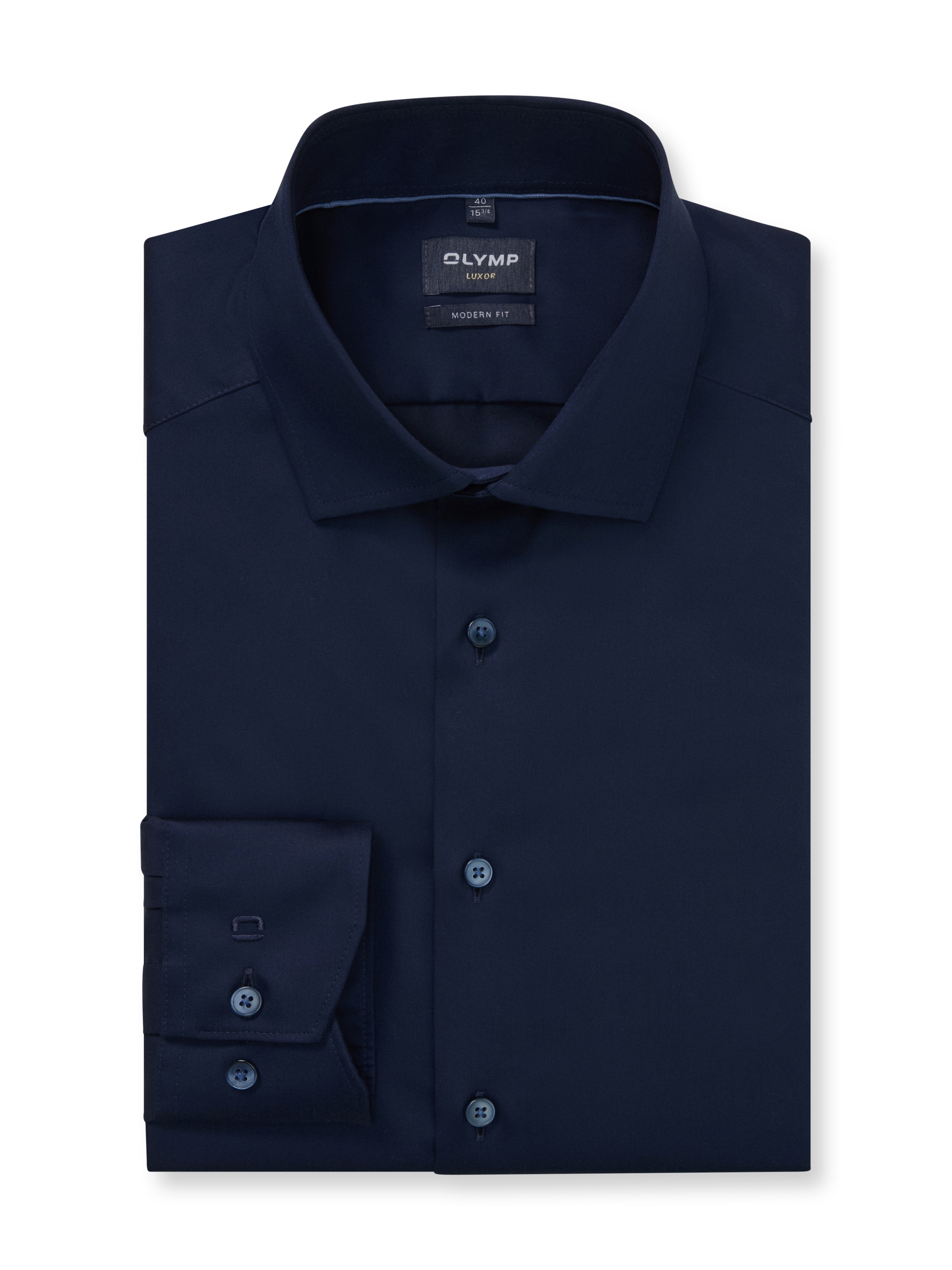 OLYMP Langarmhemd »Luxor modern fit« unifarben, Global-Kentkragen, Businesshemd, modern fit