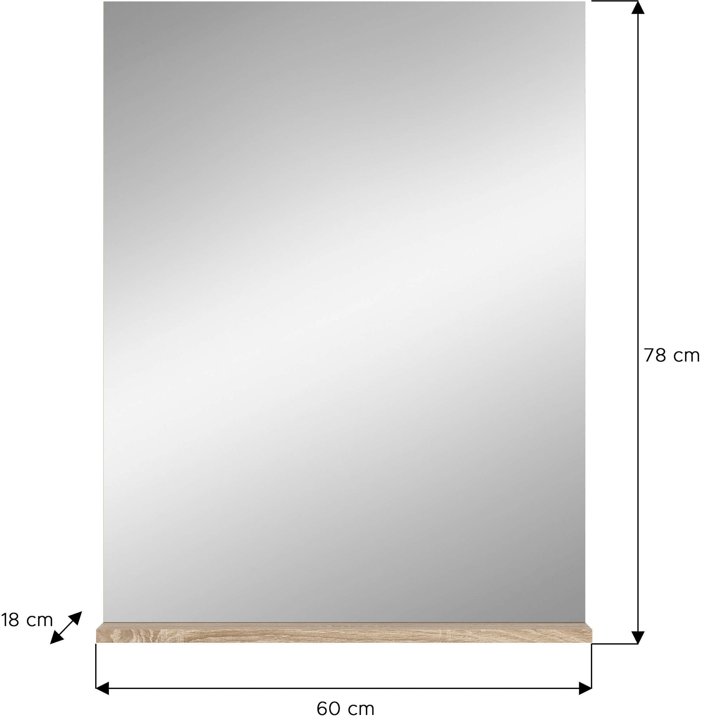 welltime Miroir de salle de bain »SIENA, Breite 60cm, 1 Ablageboden, hochwertiges Spiegelglas« disponible en plusieurs couleurs, meubles de salle de bain, miroir, salle de bain