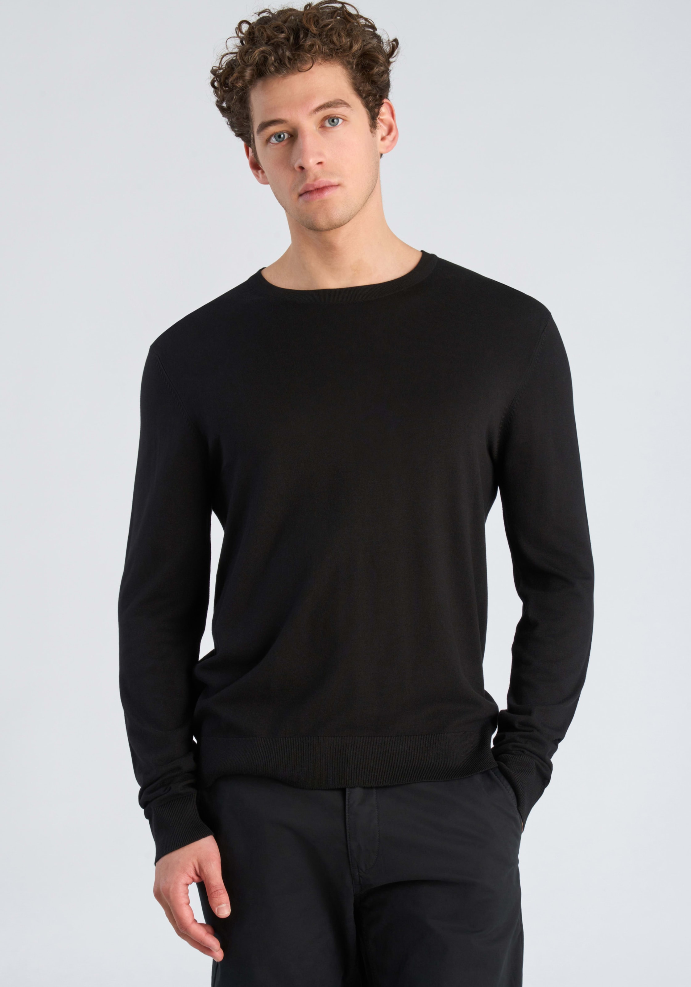 LINDBERGH Pull en tricot avec col rond / viscose / uni