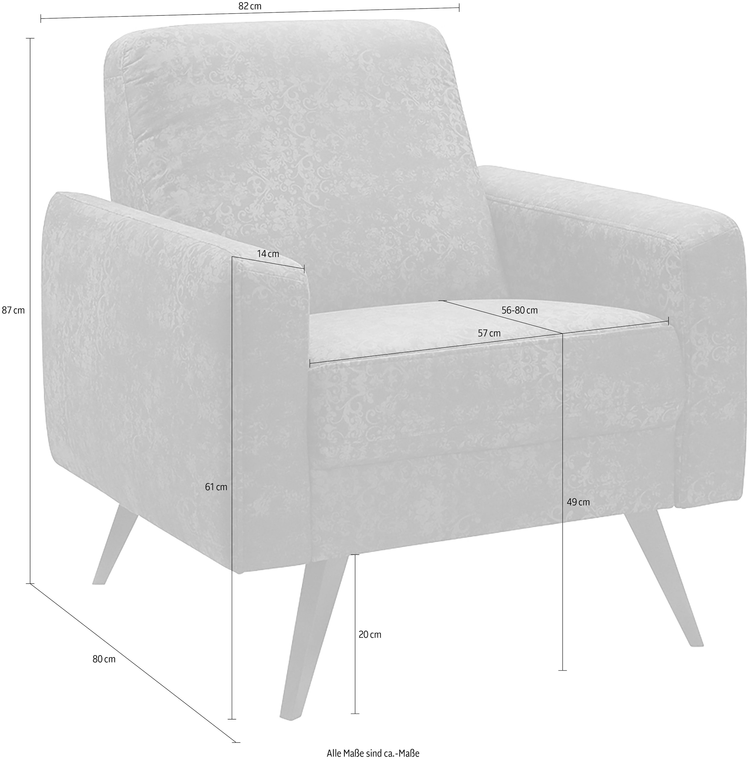 exxpo - sofa fashion Sessel »Side, bequemer Loungesessel mit extravagantem Bezug, Breite 82cm«