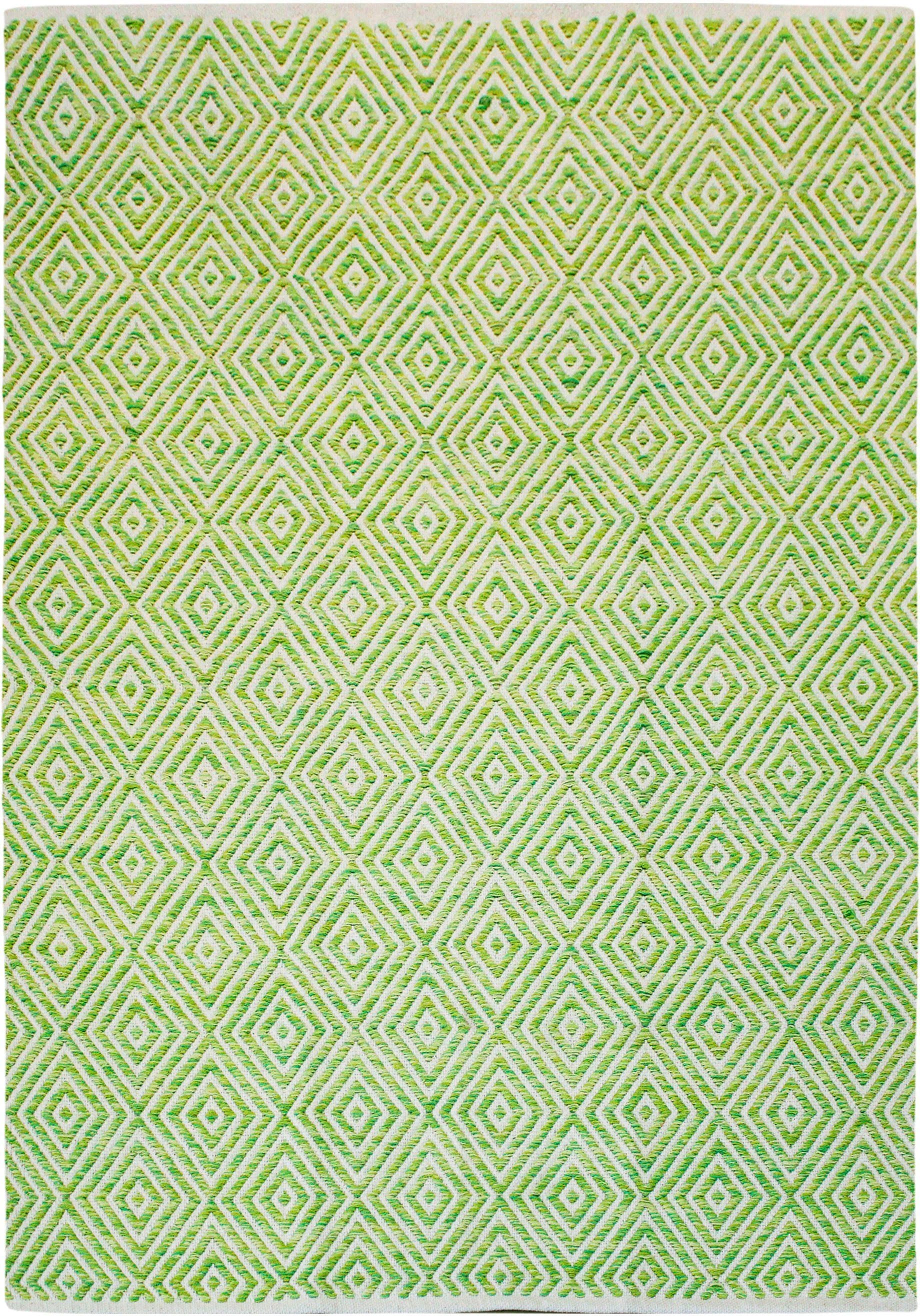 my home Teppich »Tiara« rechteckig 7 mm Höhe mit Rauten-Muster, Teppich aus 100% Baumwolle