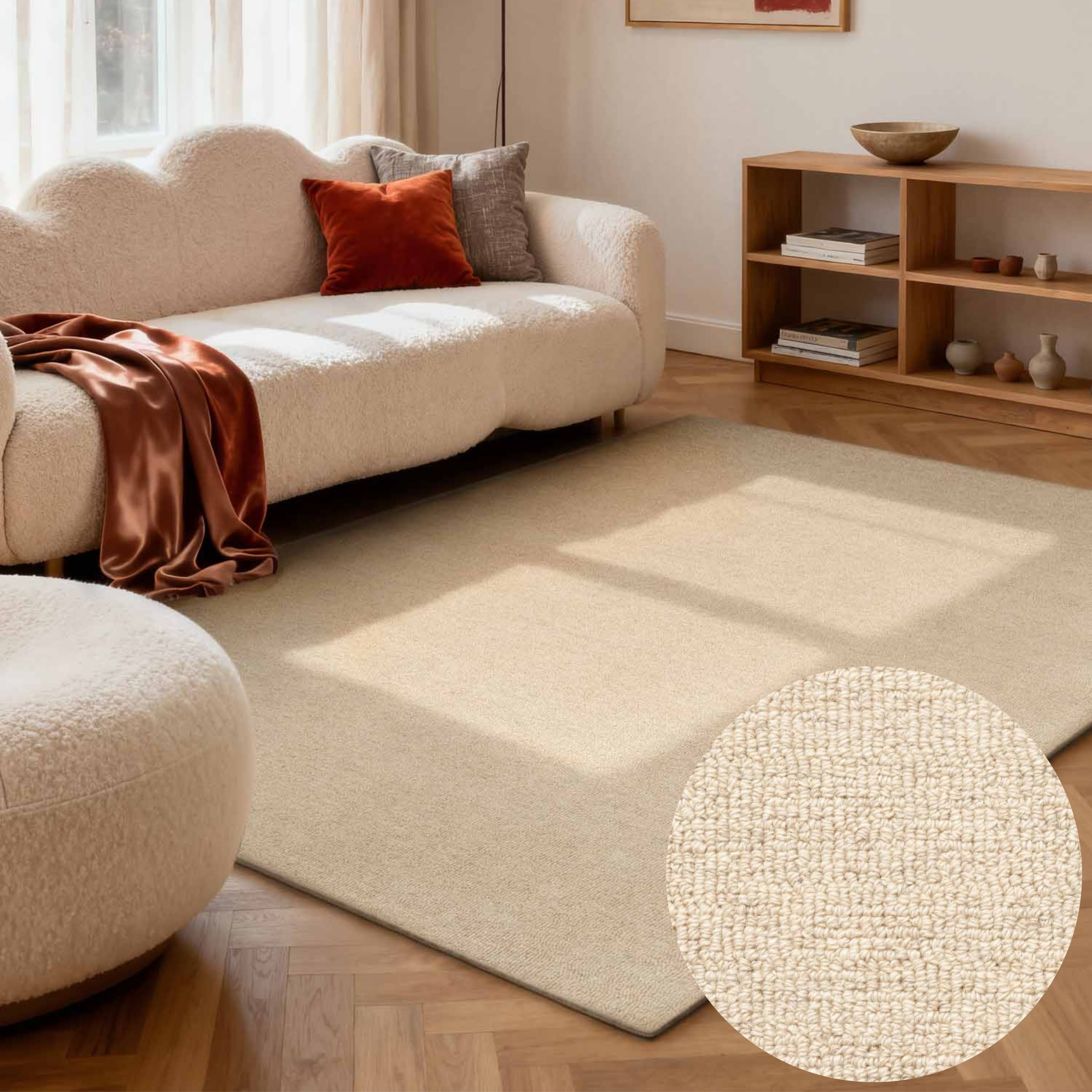 ELLE DECORATION Wollteppich »Knots« rechteckig 13 mm Höhe Handtuft, Wolle, Feines Bouclé, Wohnzimmer, Schlafzimmer, Natur