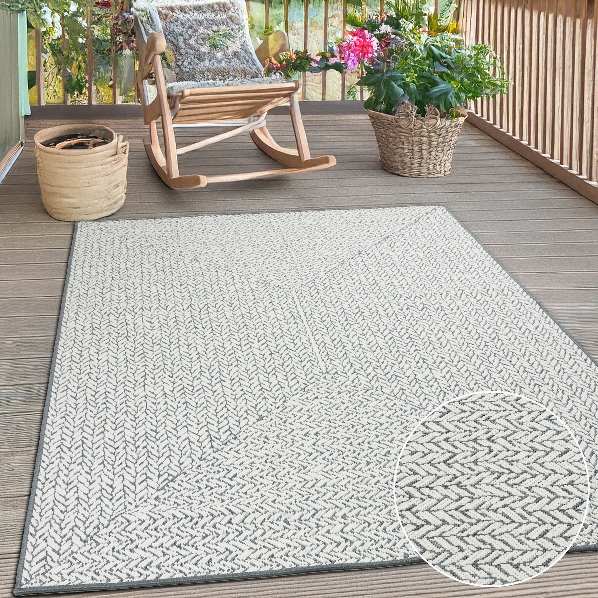 GOODproduct Teppich »Matts Wende-Teppich in Strick-Optik auch für Balkon und Terrasse« rechteckig 5 mm Höhe In- und Outdoor geeignet, Wetterfest & UV-beständig,