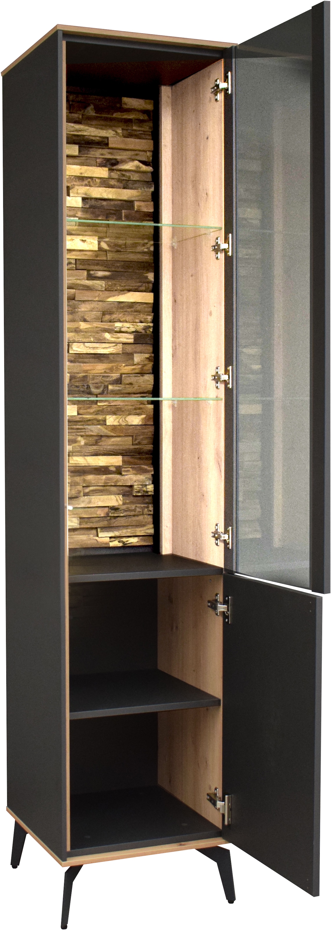 Mäusbacher Vitrine sur pied »Faro« Faro Standvitrine B 43 cm, inkl. Beleuchtung, Push to open, Metallfüsse