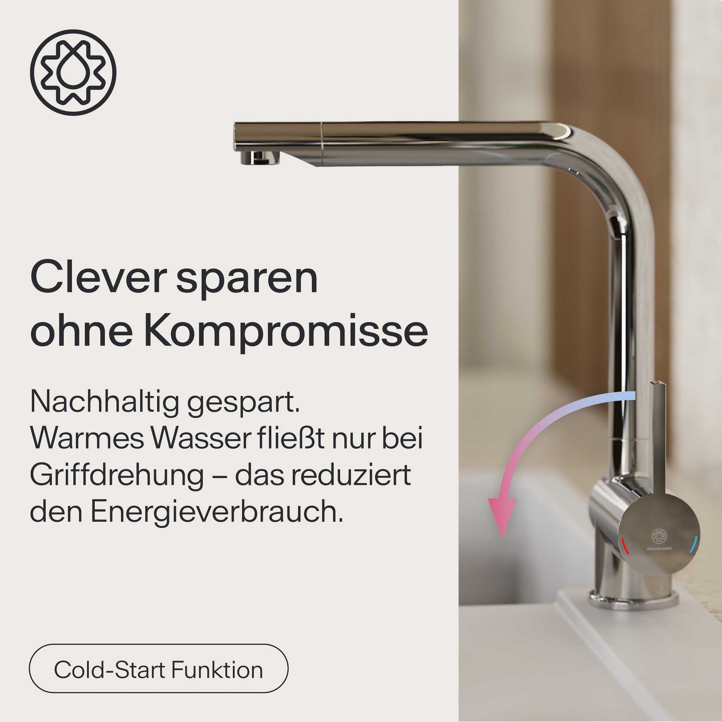 WASSERWERK Robinet d'évier »WK 4, Wasserhahn, Küche, Einhebelmischer« pivotant à 360°, fonction Cold-Start, silencieux