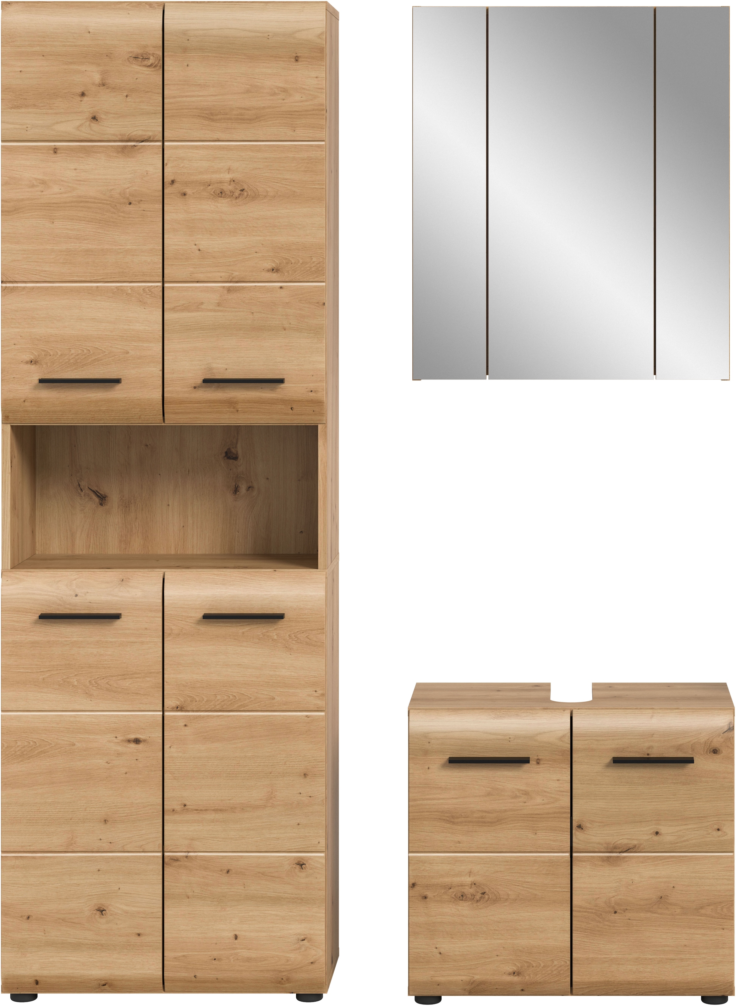 INOSIGN Ensemble de meubles de salle de bain »FLORENZ, TOPSELLER!, 3-teilige Badkombination, hochwertige MDF-Front« Set, best. aus: 1 Hochschrank, 1Waschbeckenunterschrank, 1 Spiegelschrank, 3 cuis tlg.