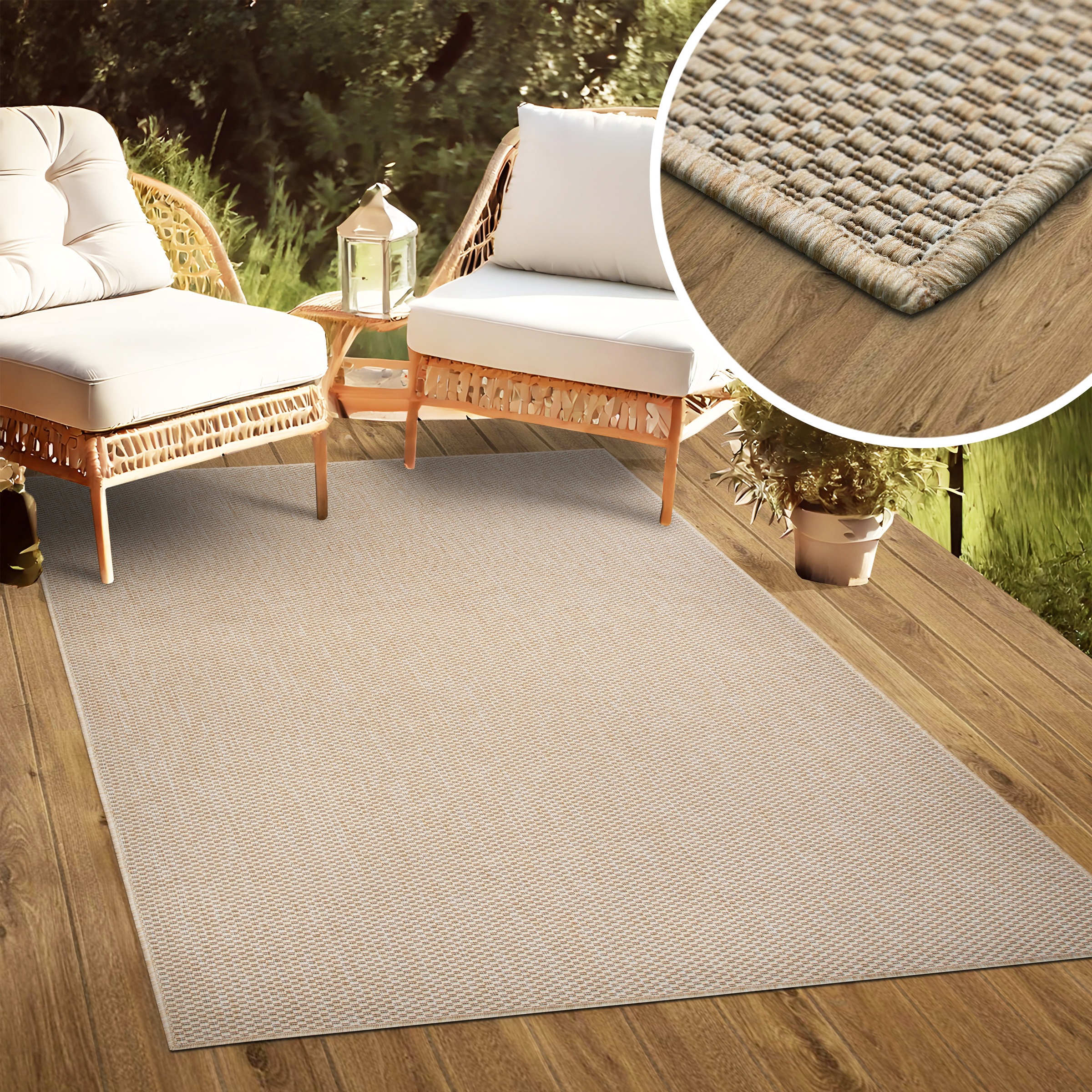 my home Teppich »Venedig auch als Läufer erhältlich« rechteckig 4 mm Höhe In- und Outdoor geeignet, Sisal-Optik, Wetterfest & UV-beständig