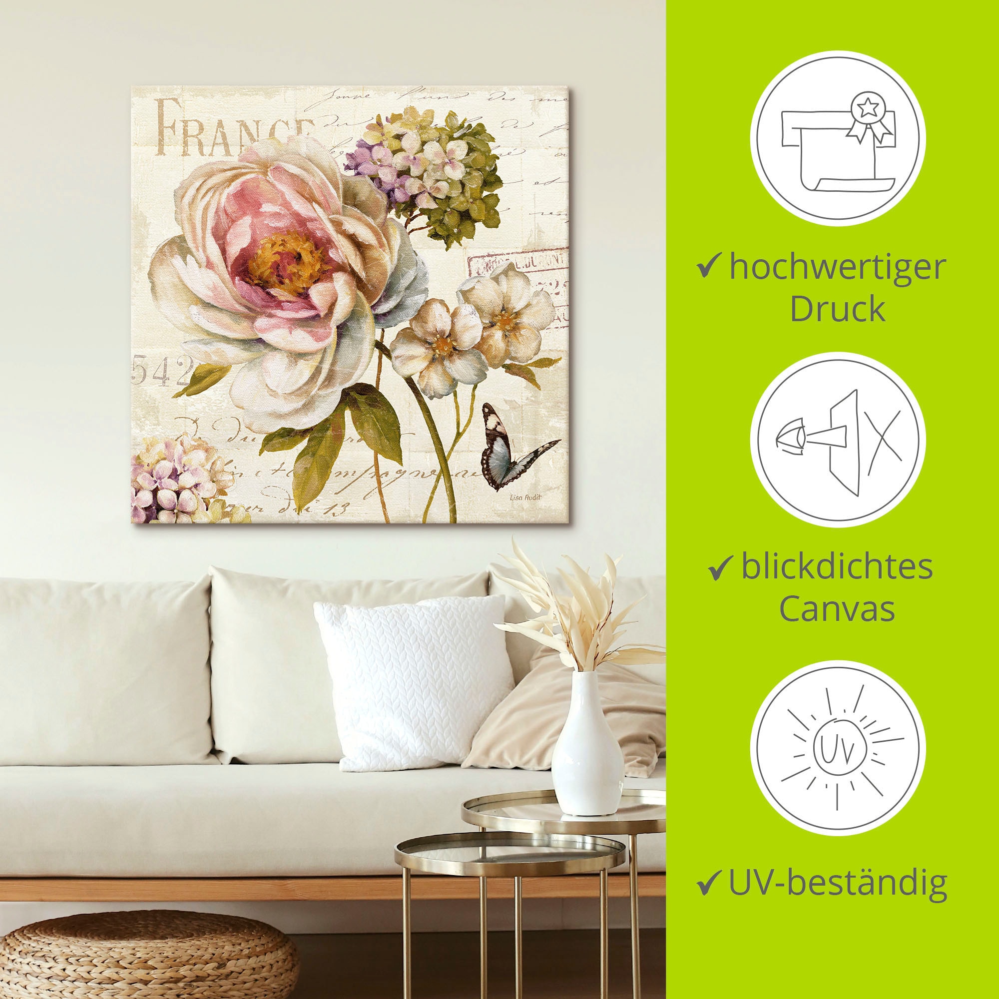 Artland Tableau sur toile »Blumen III« 1 cuis tlg. auf Holzrahmen gespannt