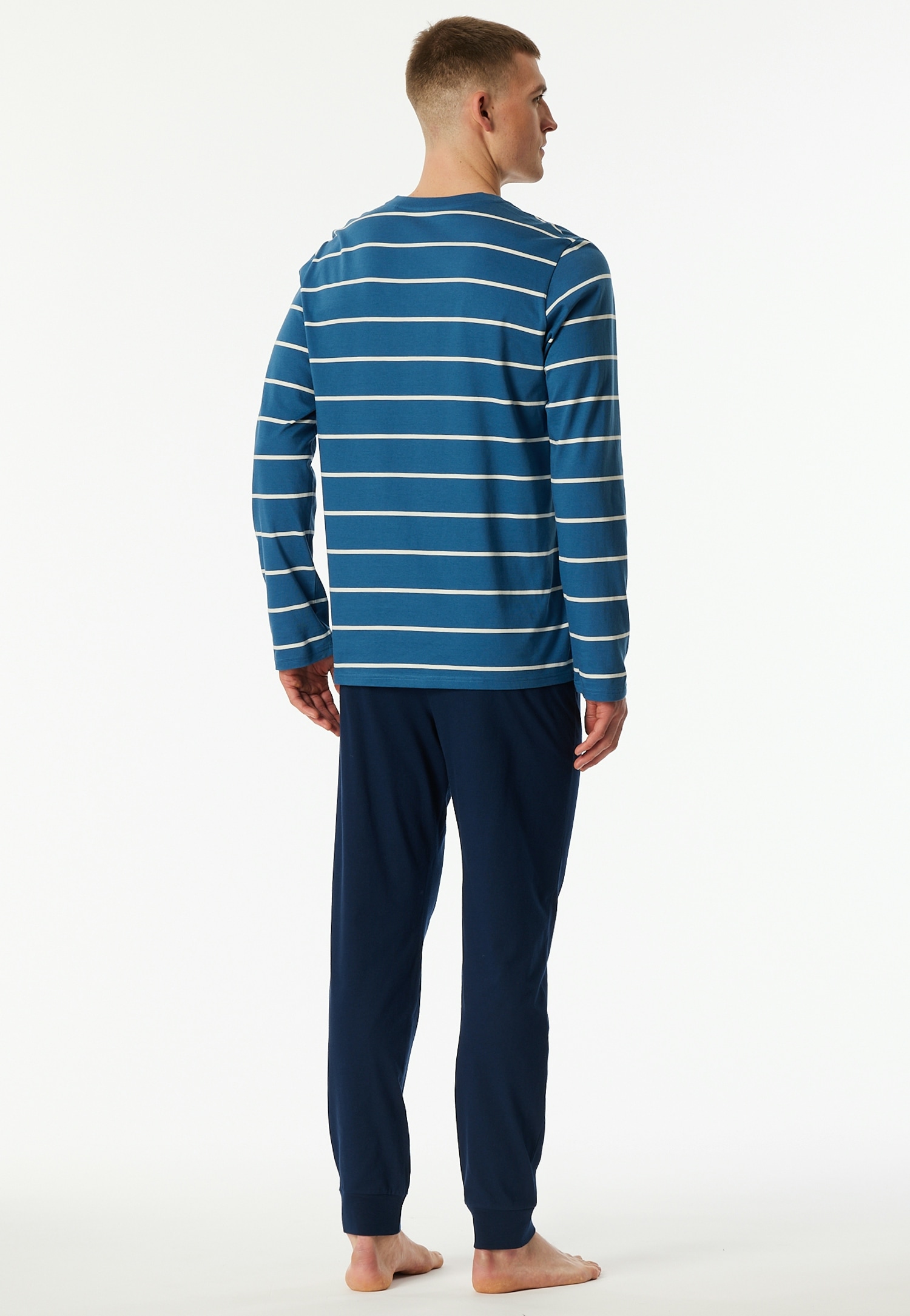 Schiesser Pyjama »Casual Nightwear« 2 pièces Knopfleiste, Bindeband, Langarm, Baumwolle, Single Jersey